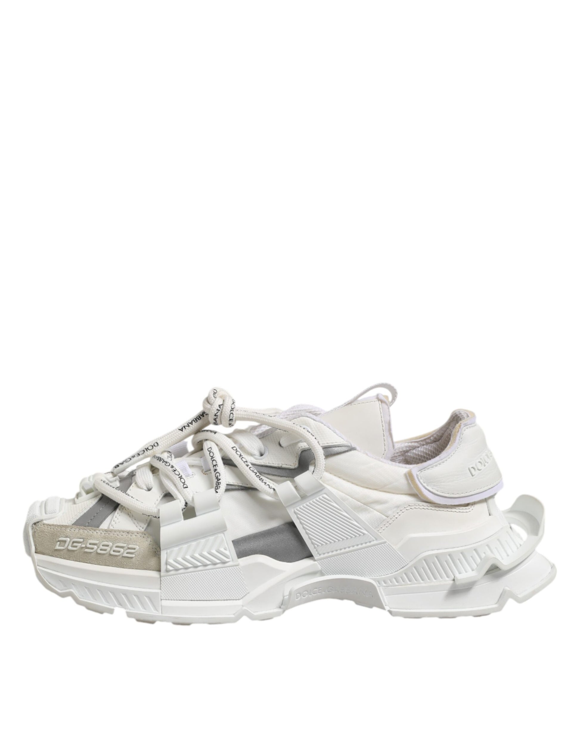 Dolce & Gabbana White Gray Low Top Space Sneakers Shoes