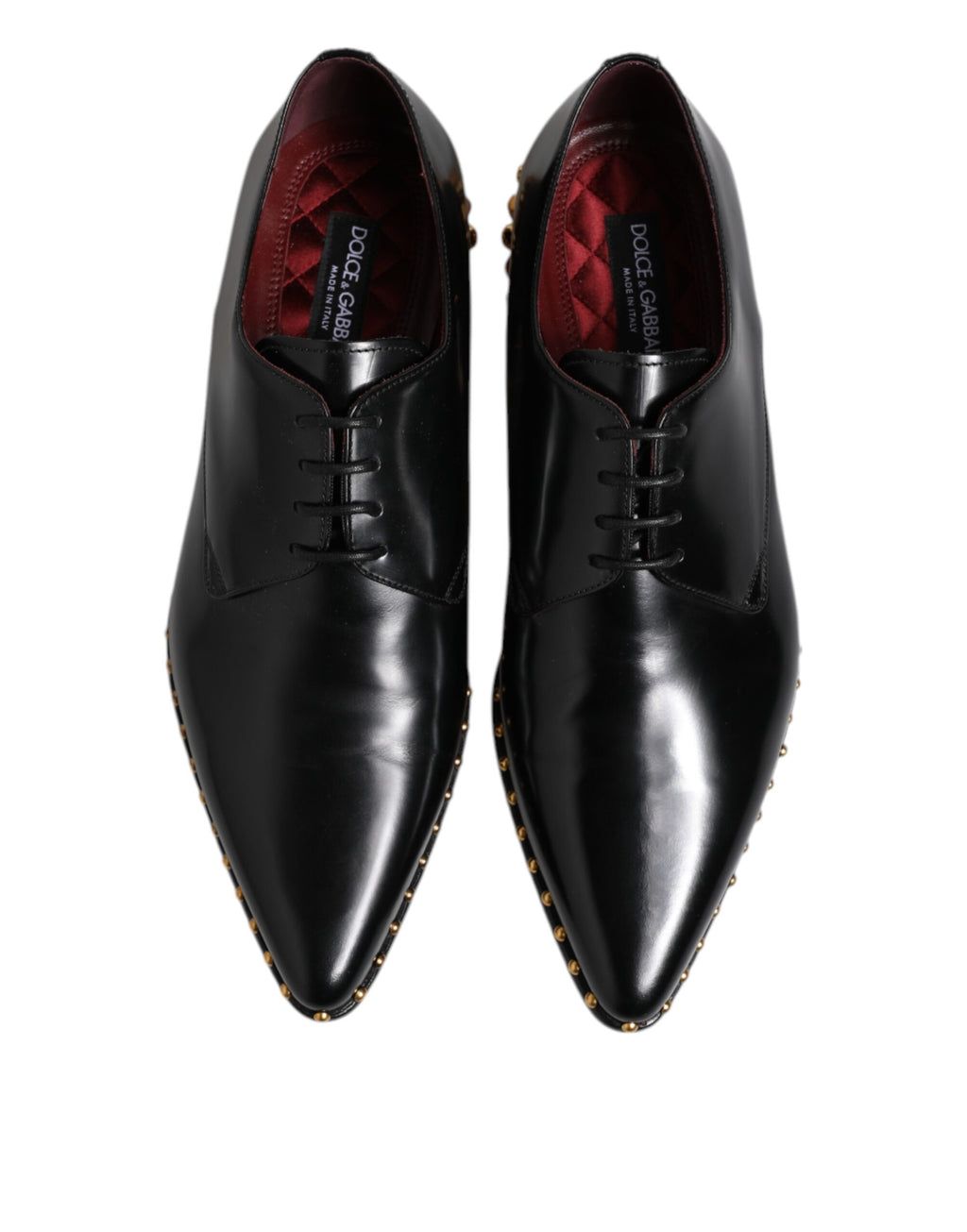 Schwarze Derby-Schuhe aus Leder mit Nieten für Herren