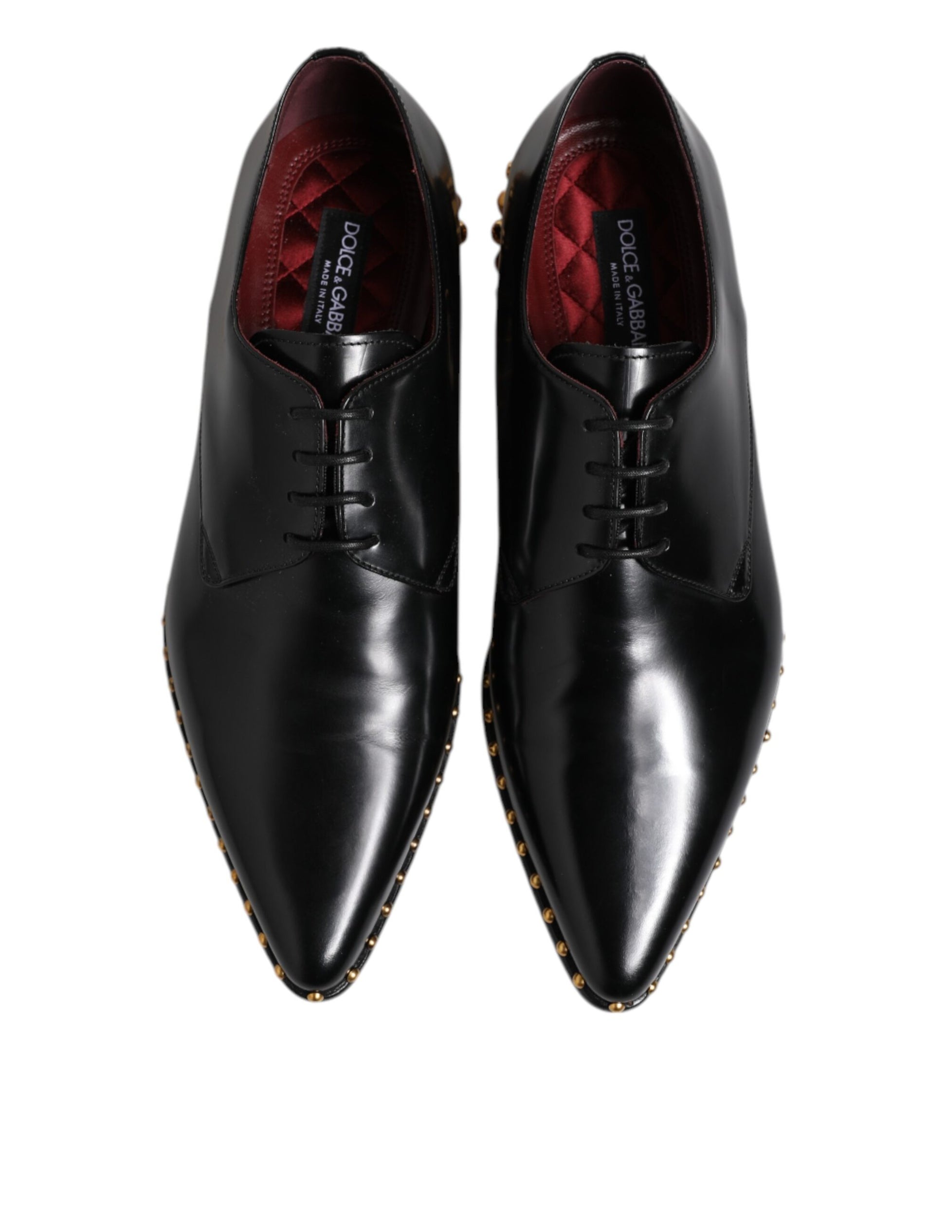 Schwarze Derby-Schuhe aus Leder mit Nieten für Herren
