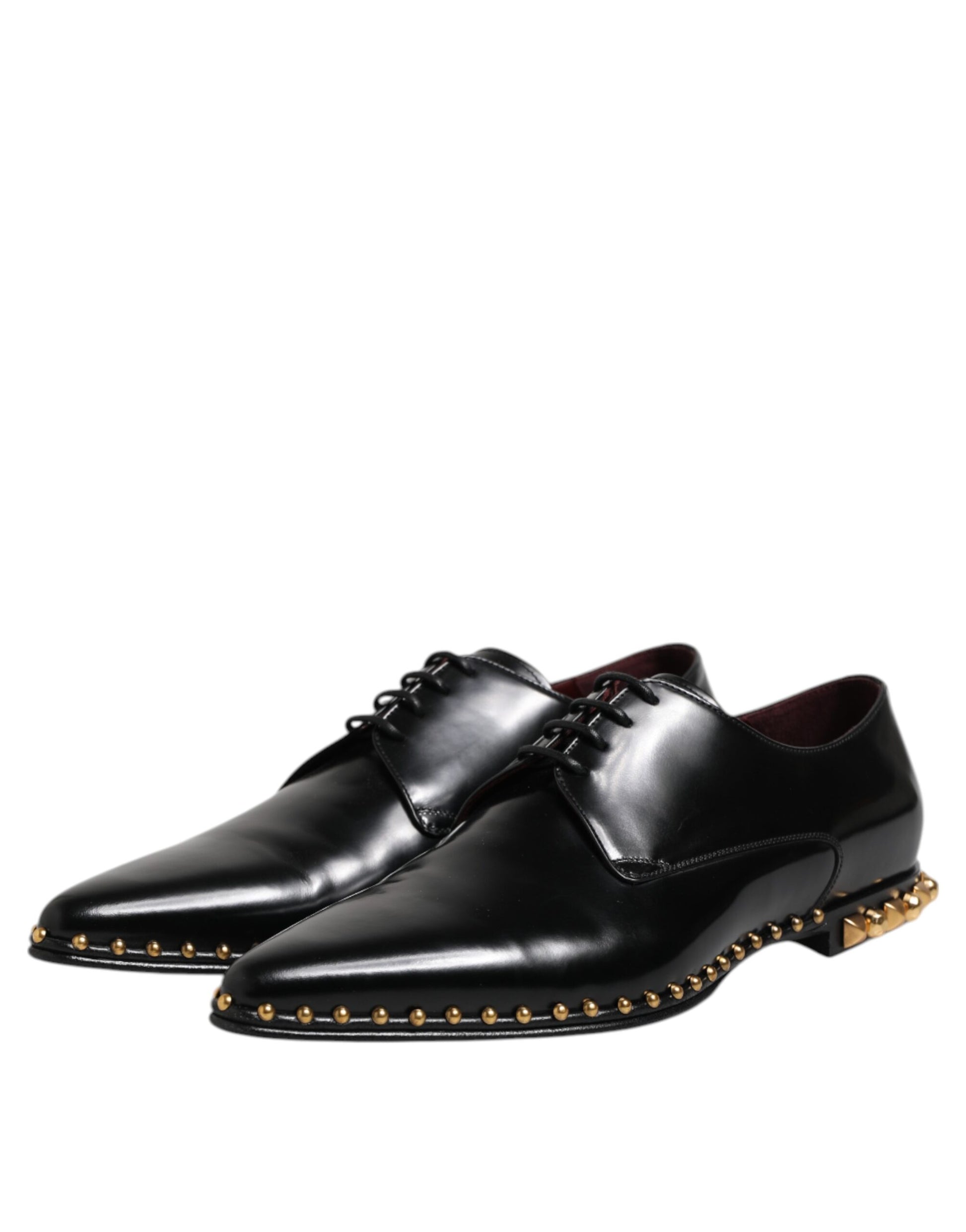 Schwarze Derby-Schuhe aus Leder mit Nieten für Herren