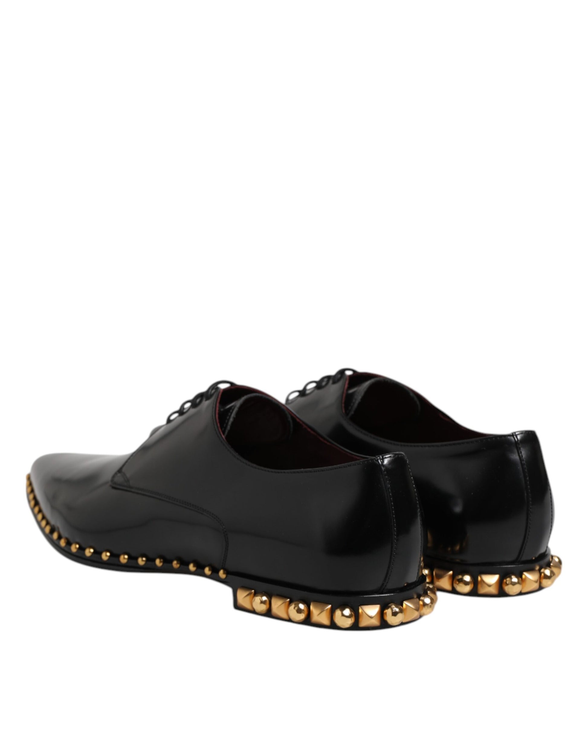 Schwarze Derby-Schuhe aus Leder mit Nieten für Herren