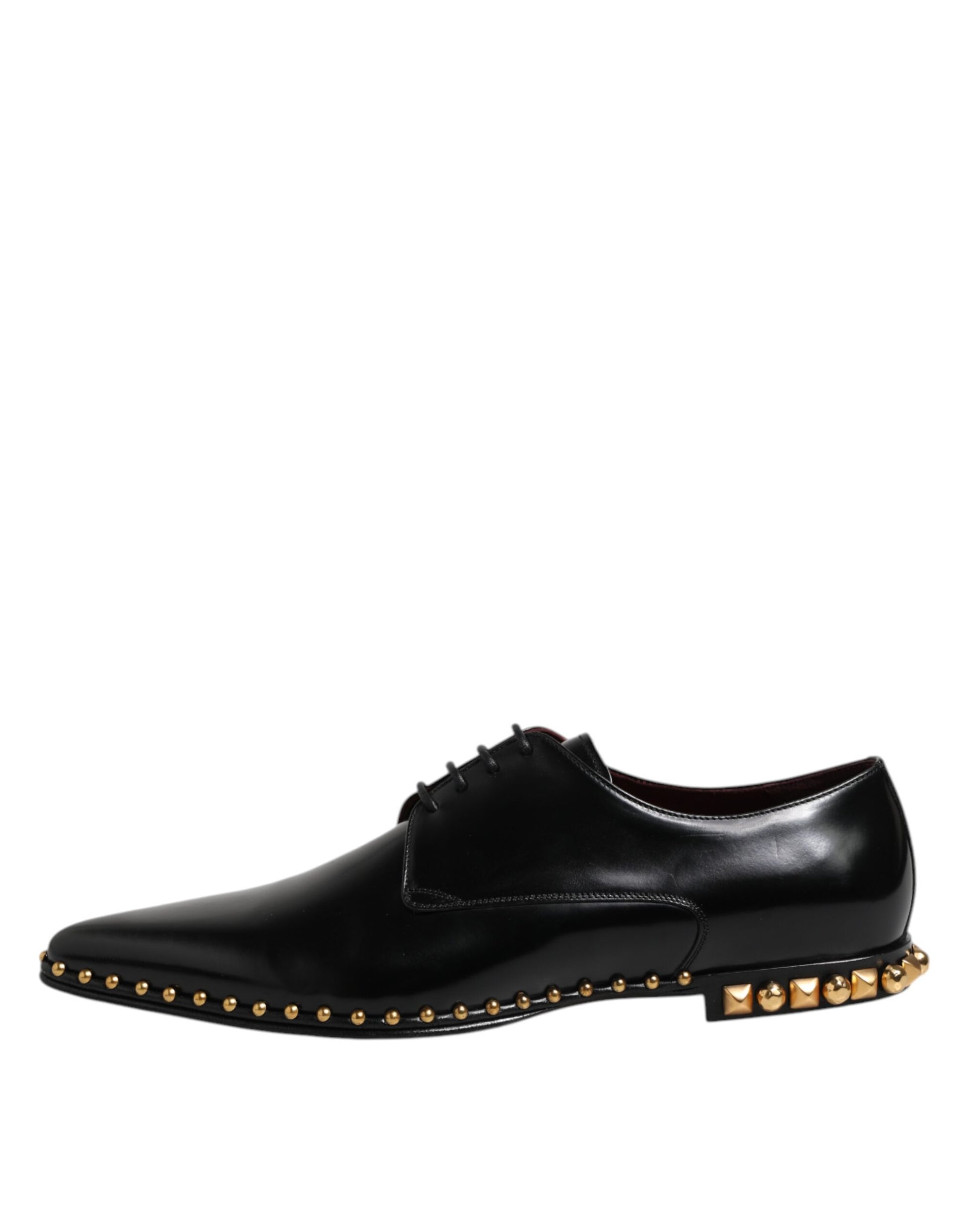 Schwarze Derby-Schuhe aus Leder mit Nieten für Herren