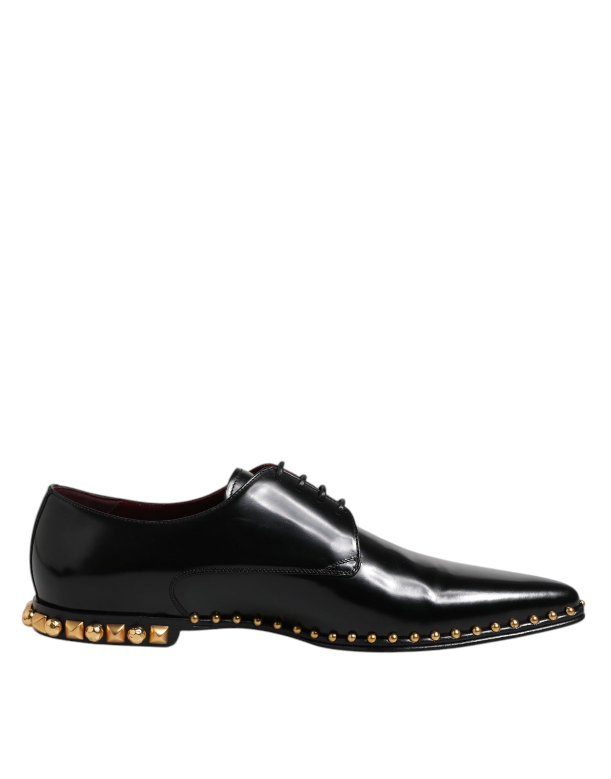 Schwarze Derby-Schuhe aus Leder mit Nieten für Herren