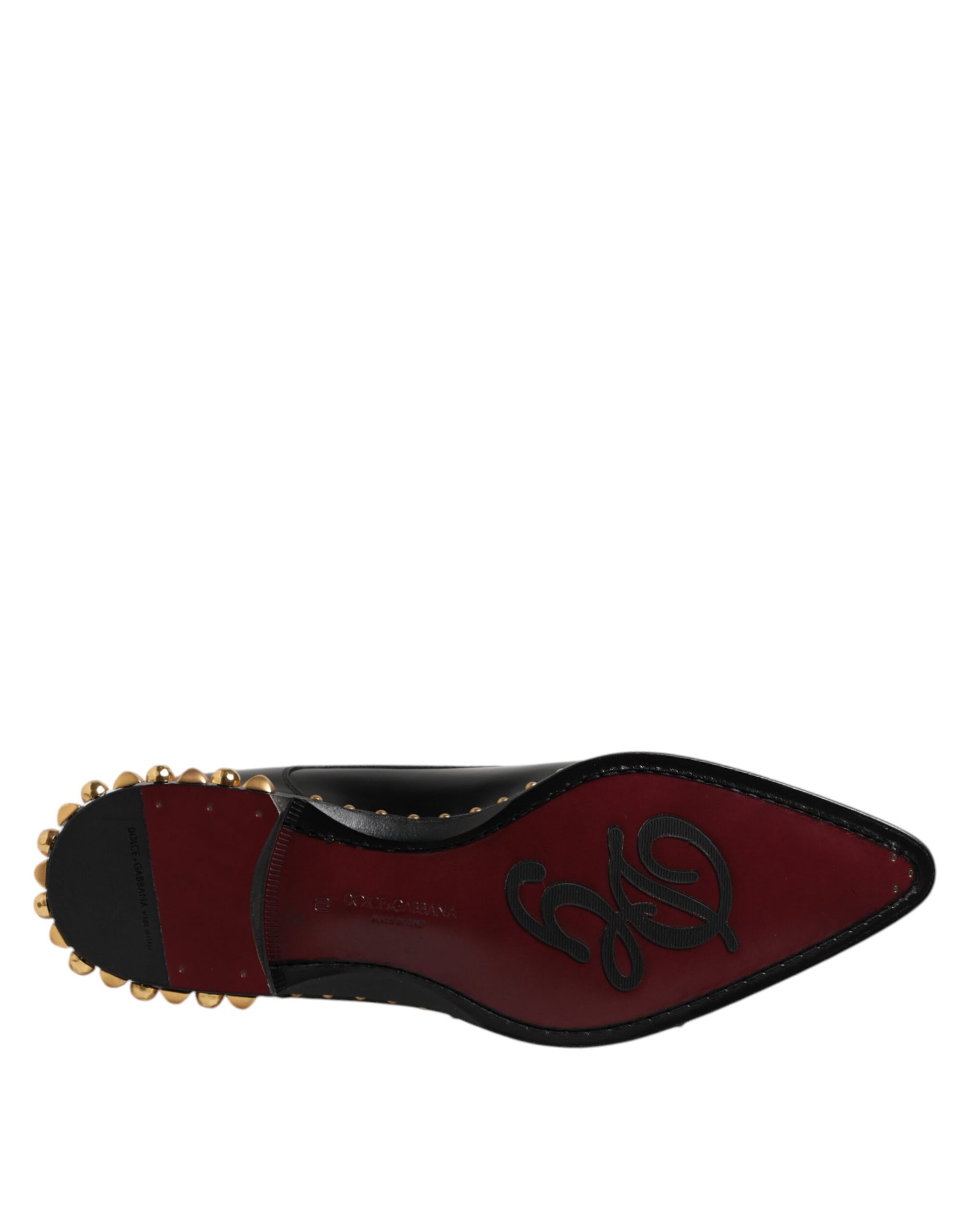 Schwarze Derby-Schuhe aus Leder mit Nieten für Herren