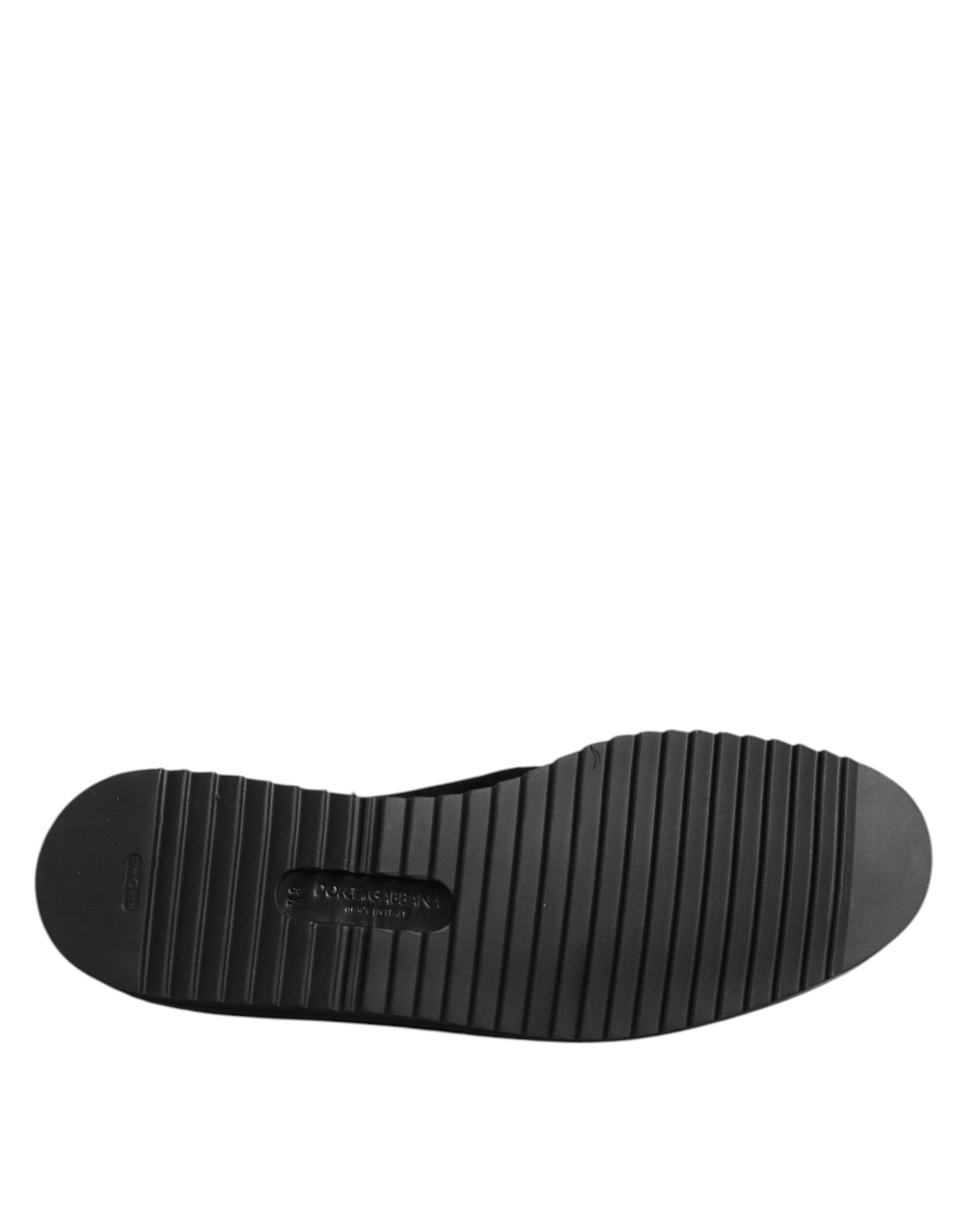 Schwarze Loafer mit Kronenstickerei