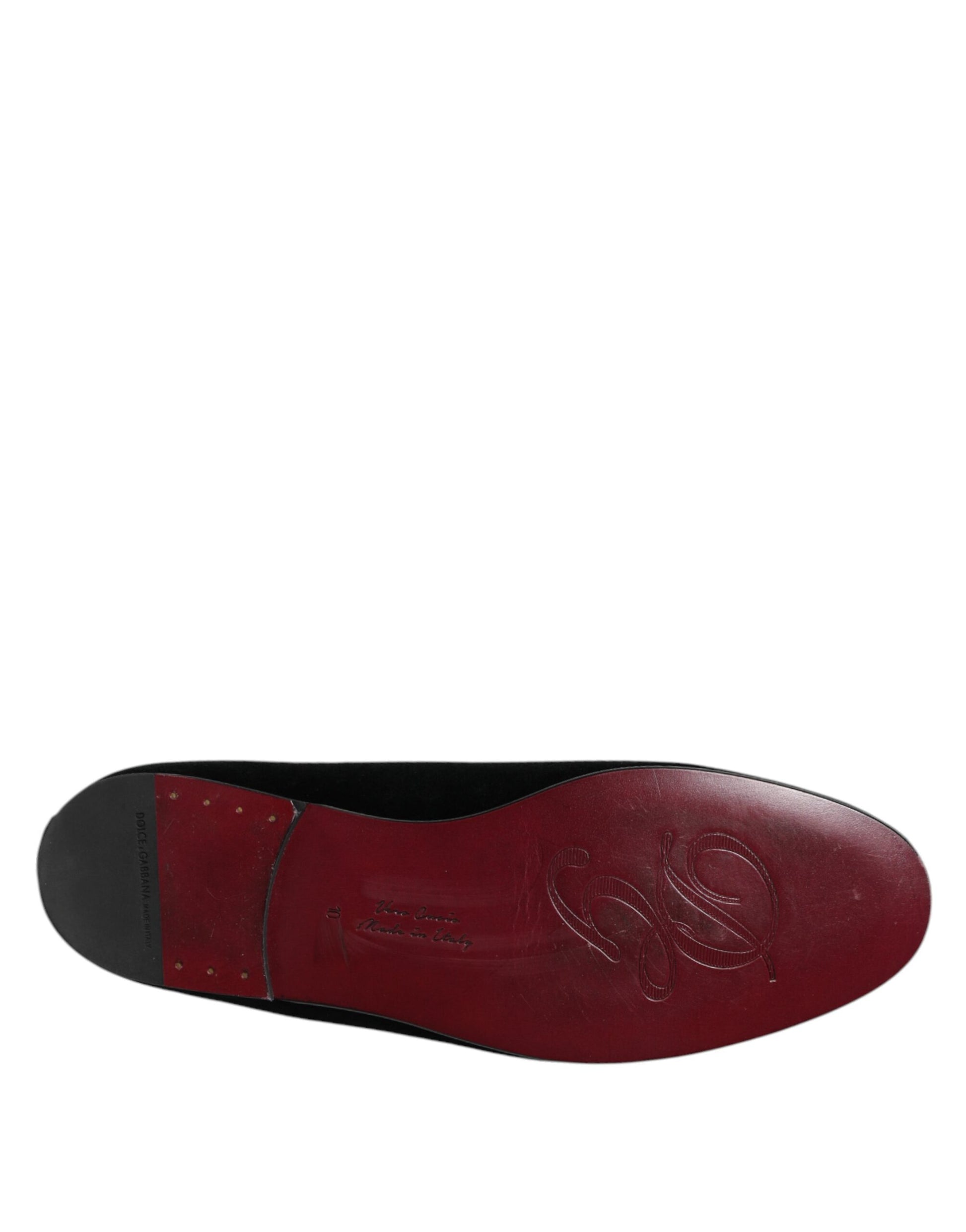 Schwarze Loafer aus Samt mit Kristallkrone