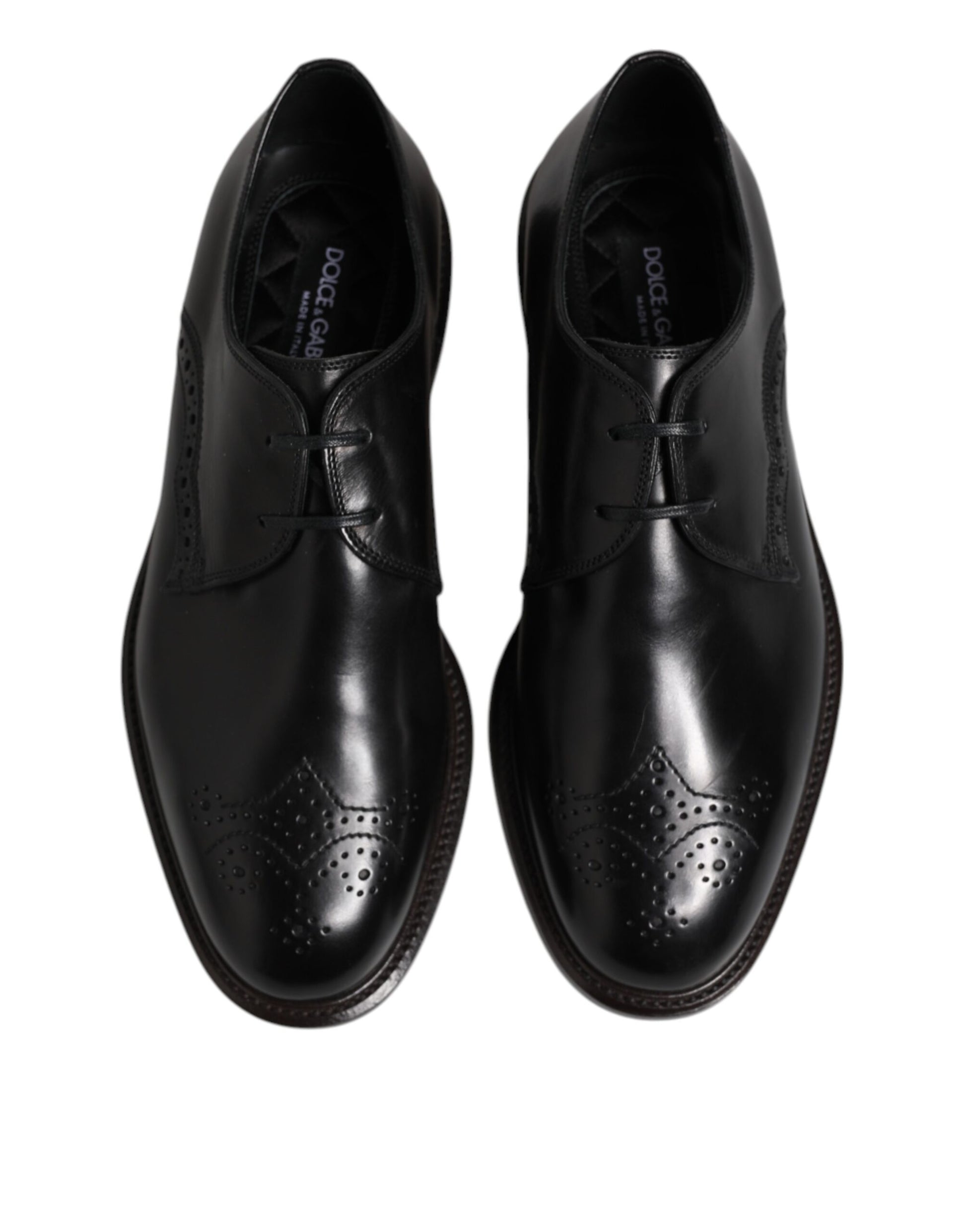 Schwarze Derby-Schuhe aus Leder mit Flügelkappe
