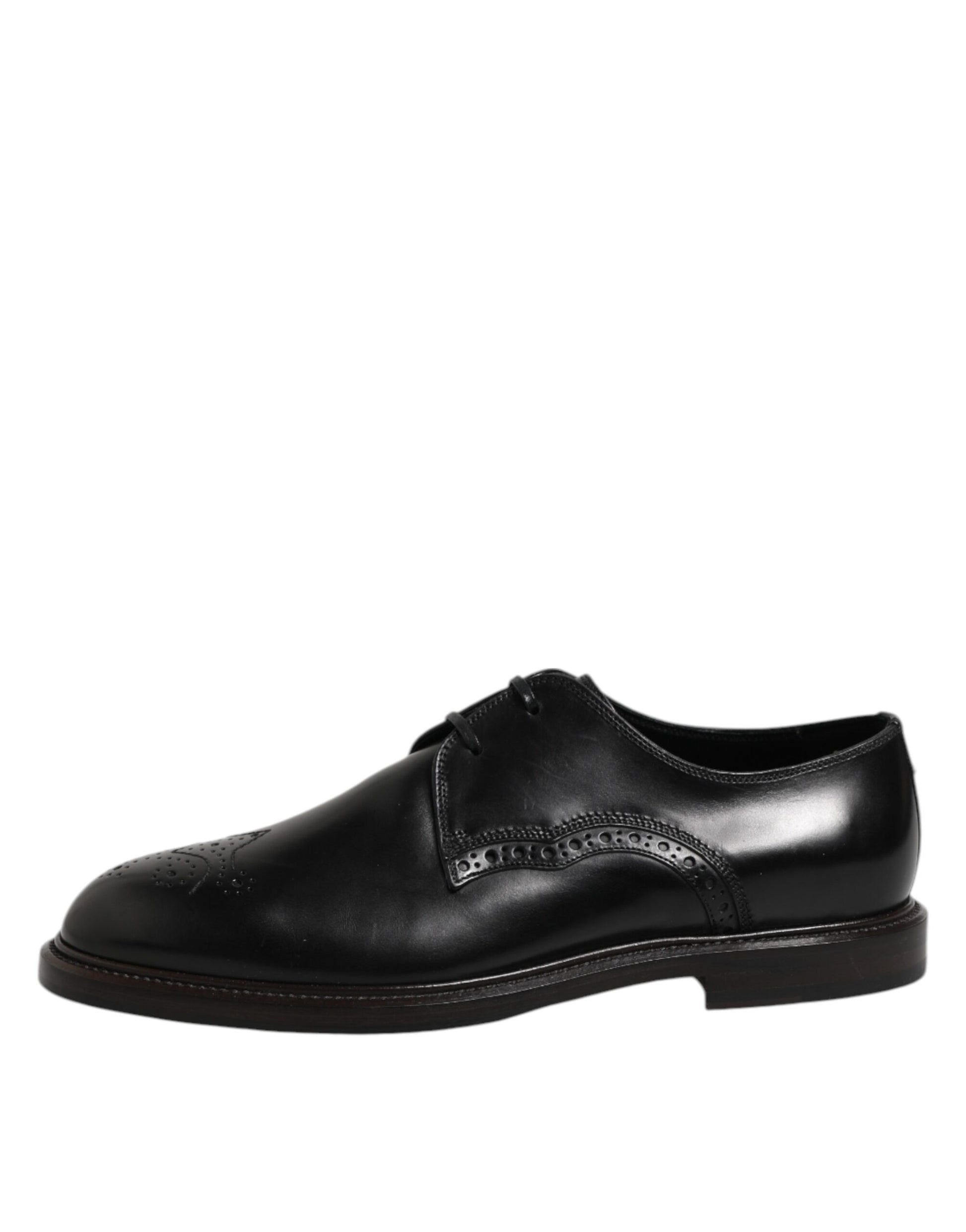 Schwarze Derby-Schuhe aus Leder mit Flügelkappe