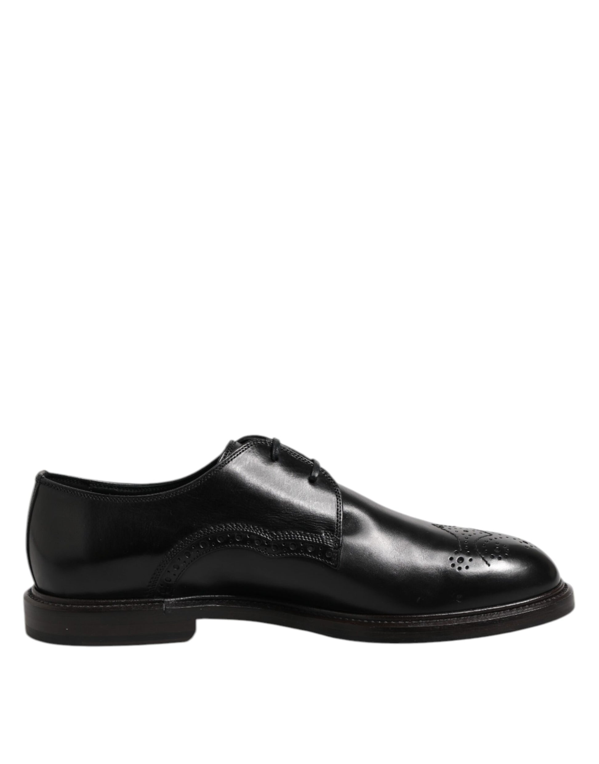 Schwarze Derby-Schuhe aus Leder mit Flügelkappe