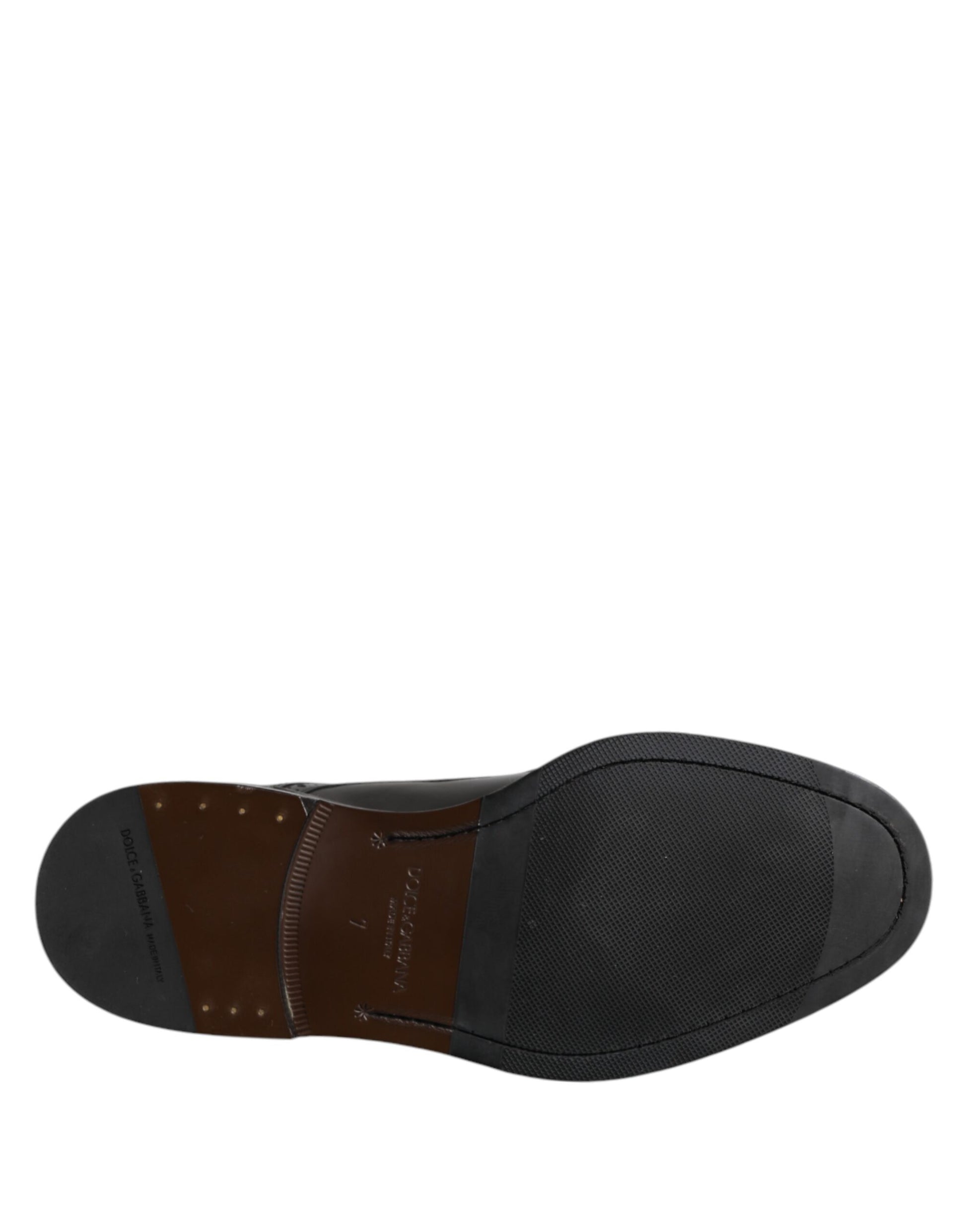 Schwarze Derby-Schuhe aus Leder mit Flügelkappe