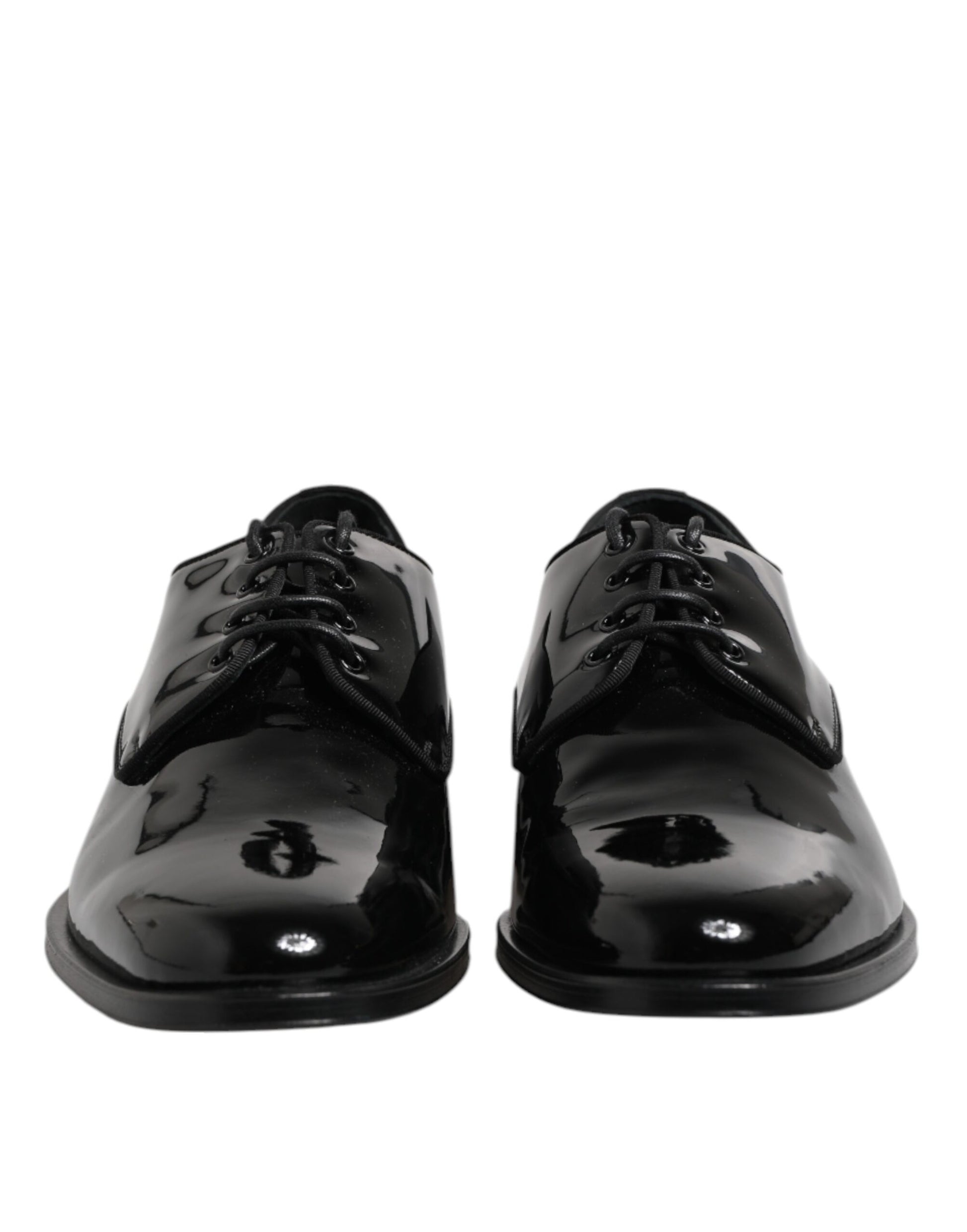 Schwarze Derby-Schuhe aus Lackleder für formelle Anlässe