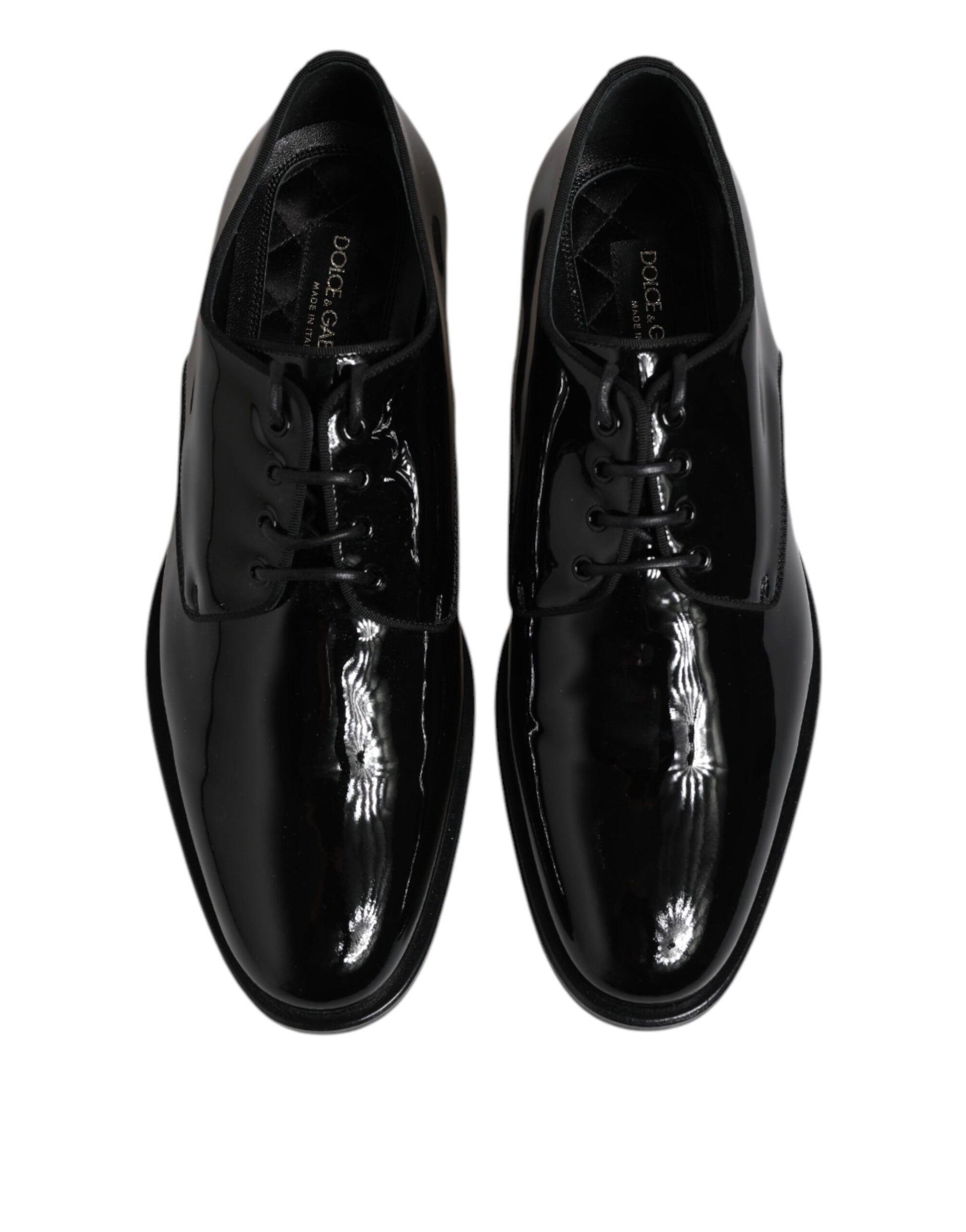 Schwarze Derby-Schuhe aus Lackleder für formelle Anlässe