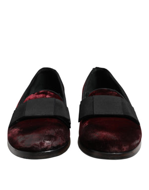 Dolce & Gabbana Red Velvet Men Slip On Loafers Dress Shoes