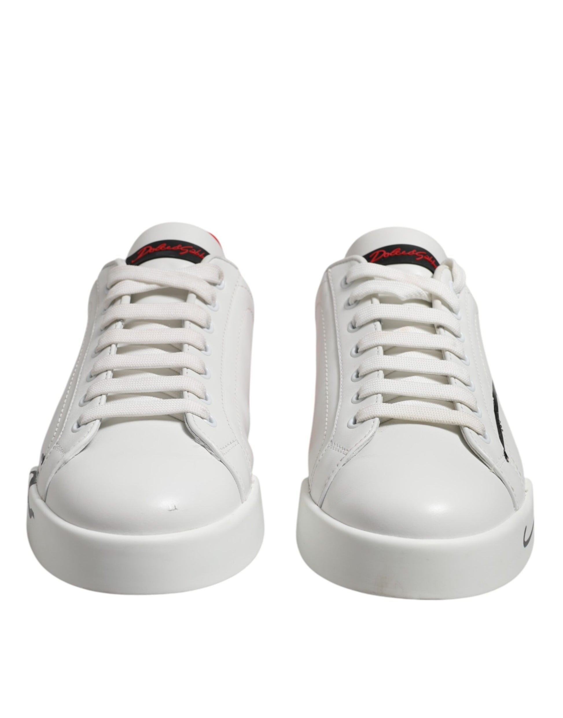 Weiß Rot Logo Low Top Leder Sneakers Schuhe