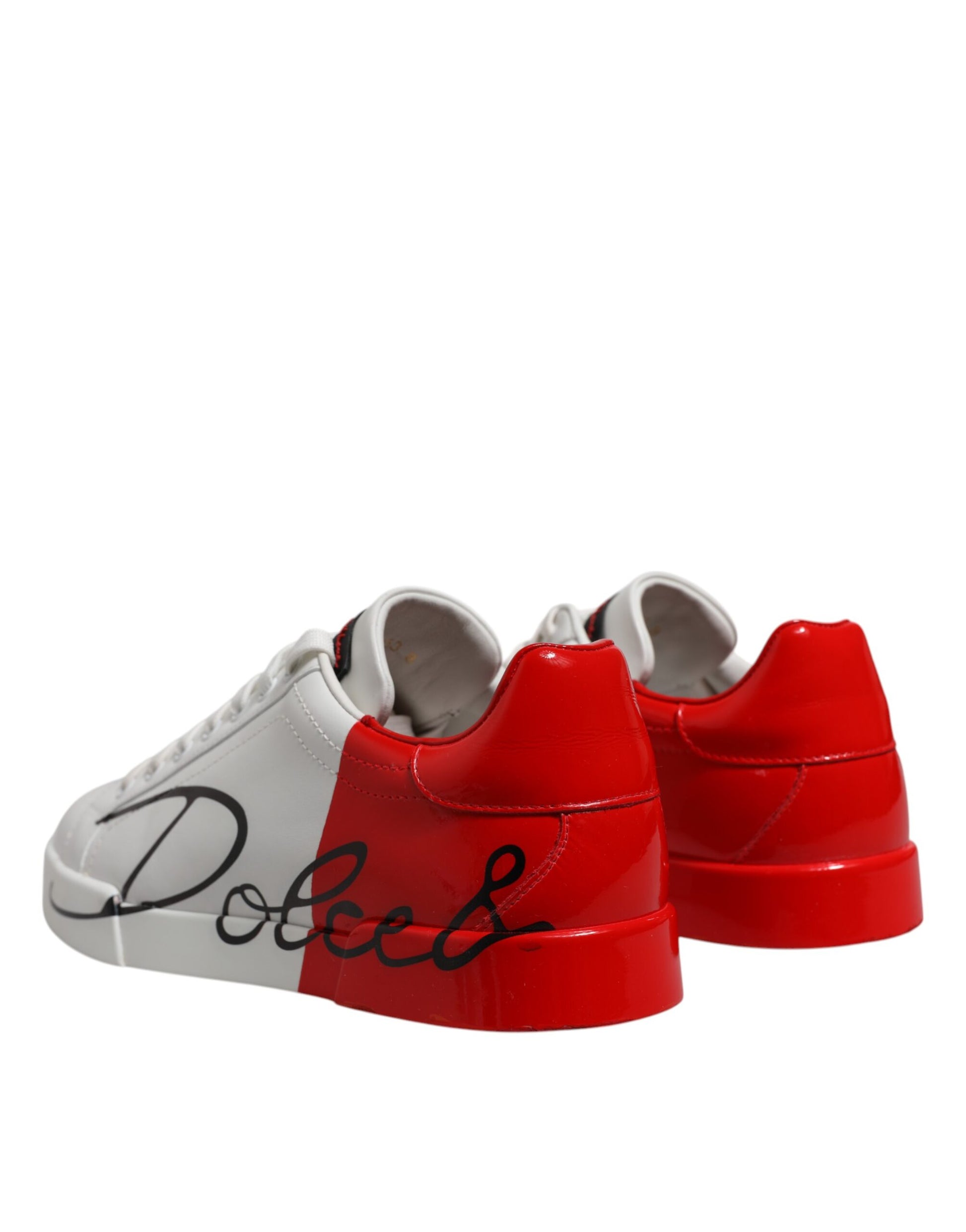 Weiß Rot Logo Low Top Leder Sneakers Schuhe