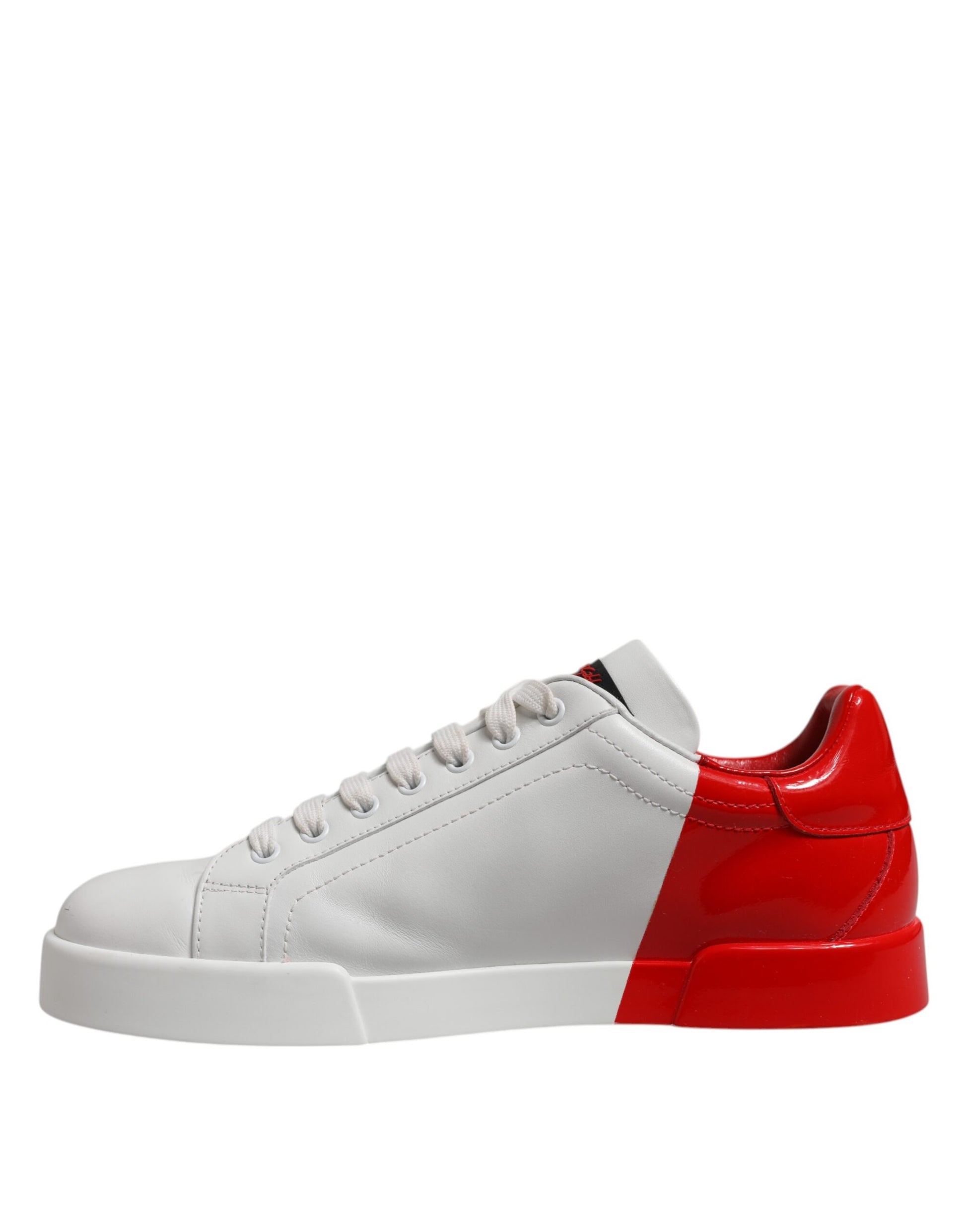Weiß Rot Logo Low Top Leder Sneakers Schuhe