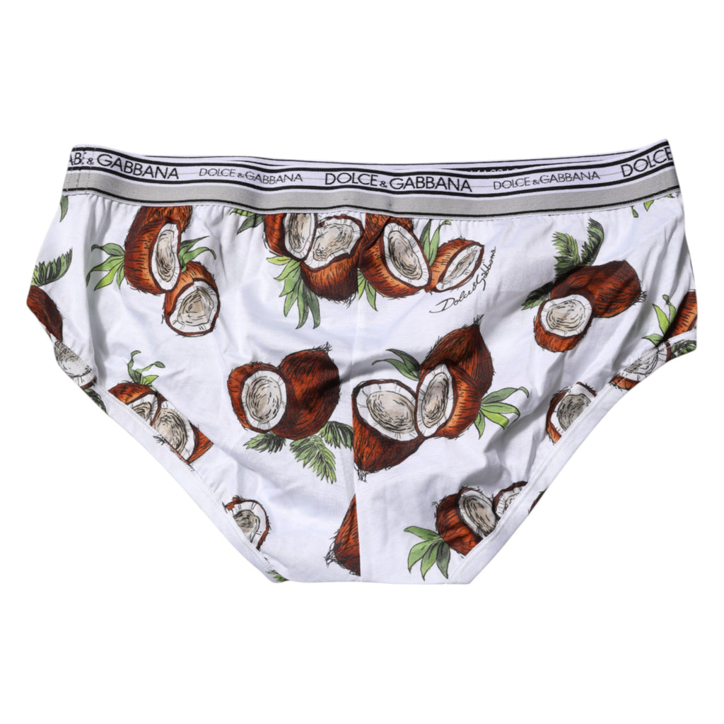 Weiße, normale Slip-Unterhose mit Kokosnuss-Print