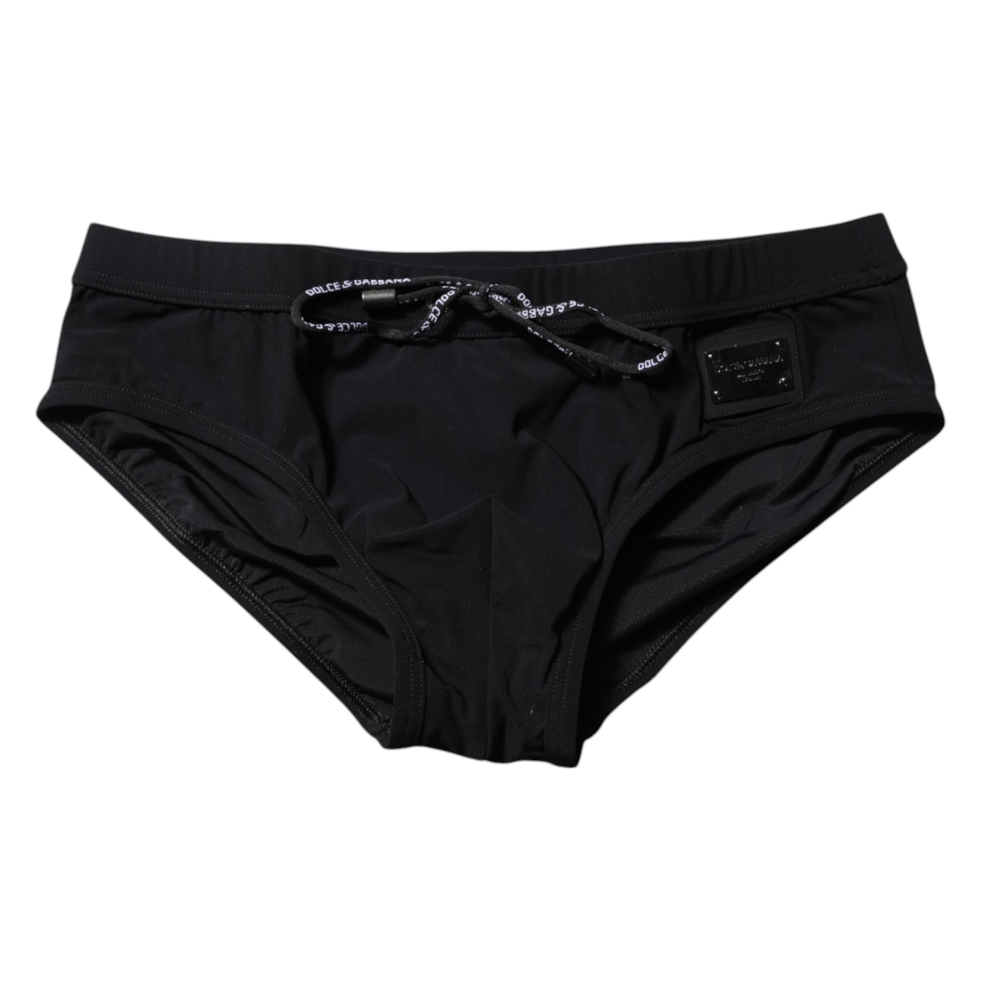 Dolce & Gabbana Black Logo Plaque Men Beachwear Brief Swimwear