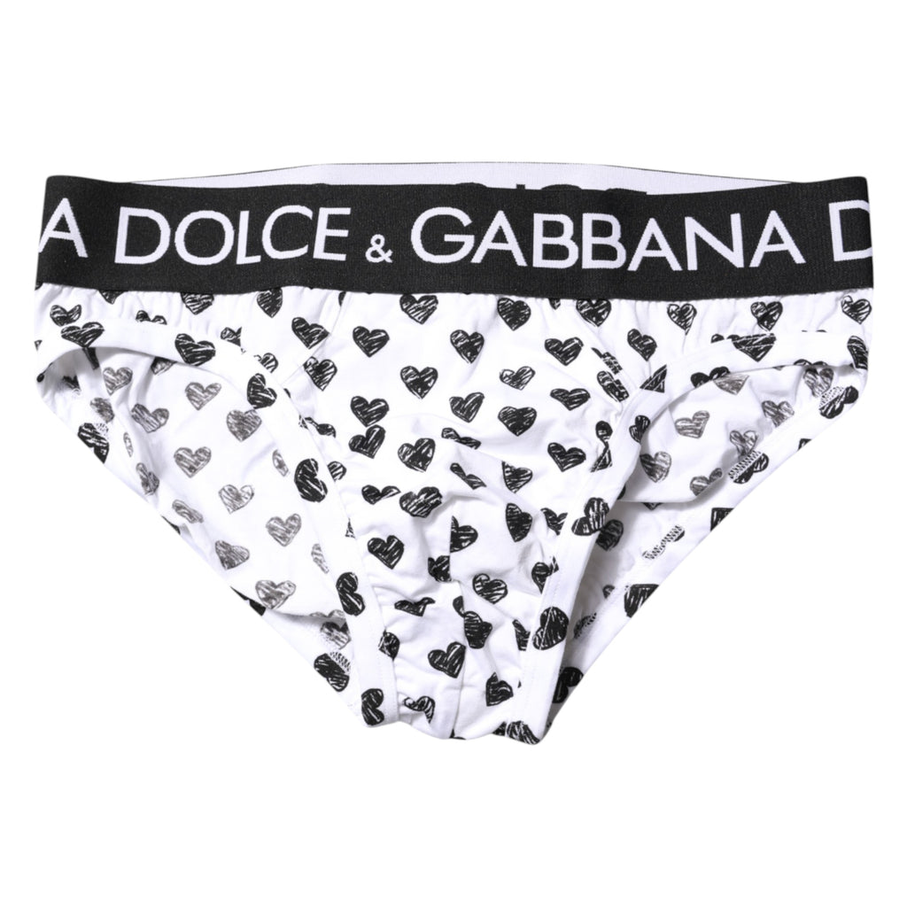 Weiße, normale Slip-Unterhose mit Herz-Print