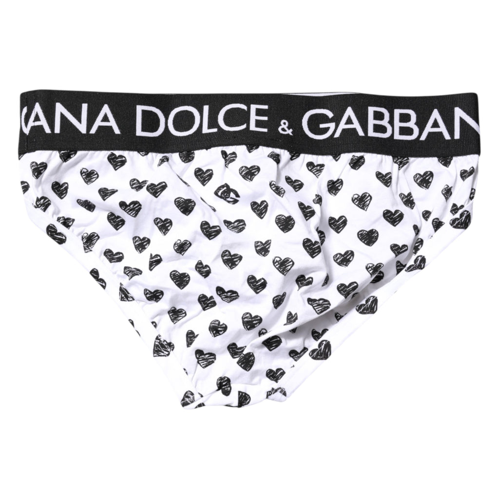 Weiße, normale Slip-Unterhose mit Herz-Print
