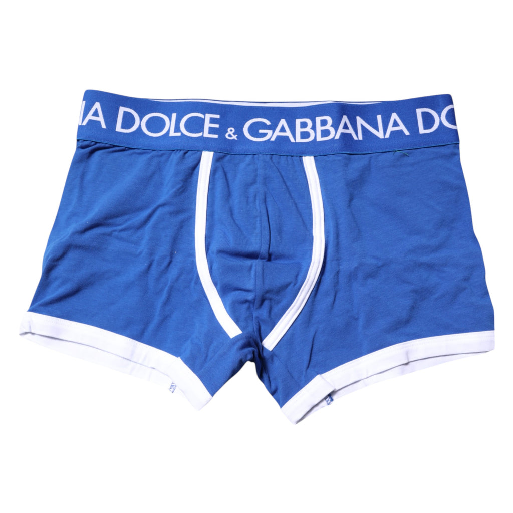 Blaue Boxershorts mit Logo-Taille und normaler Passform