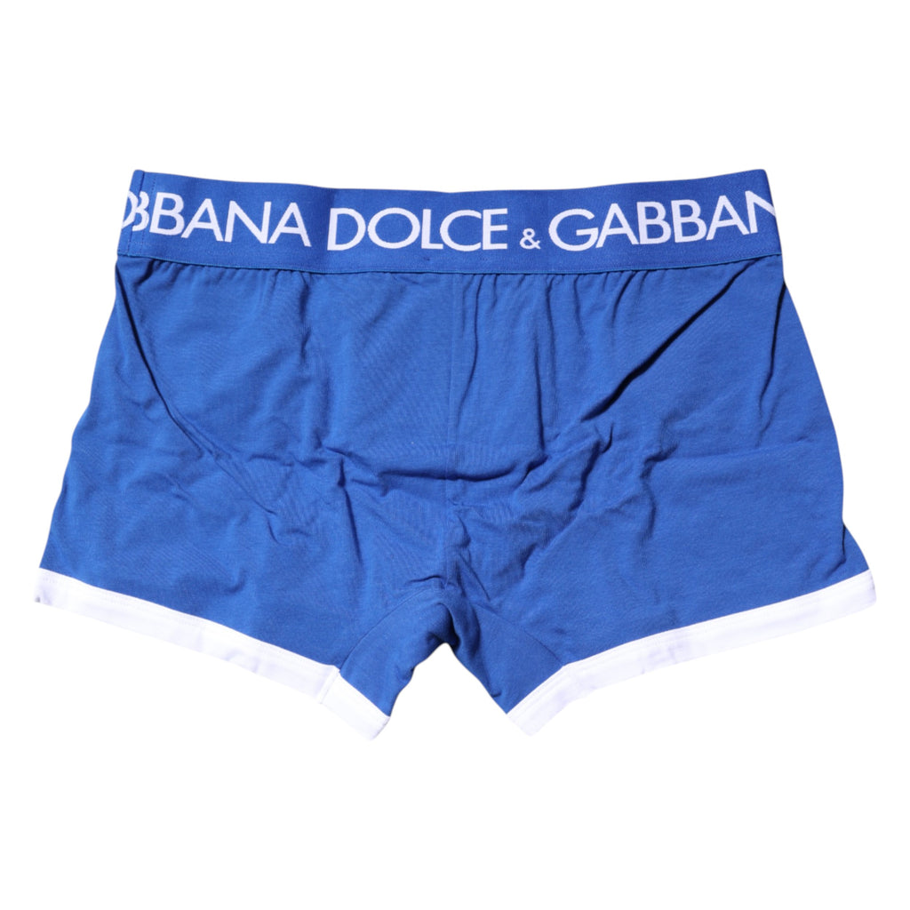 Blaue Boxershorts mit Logo-Taille und normaler Passform