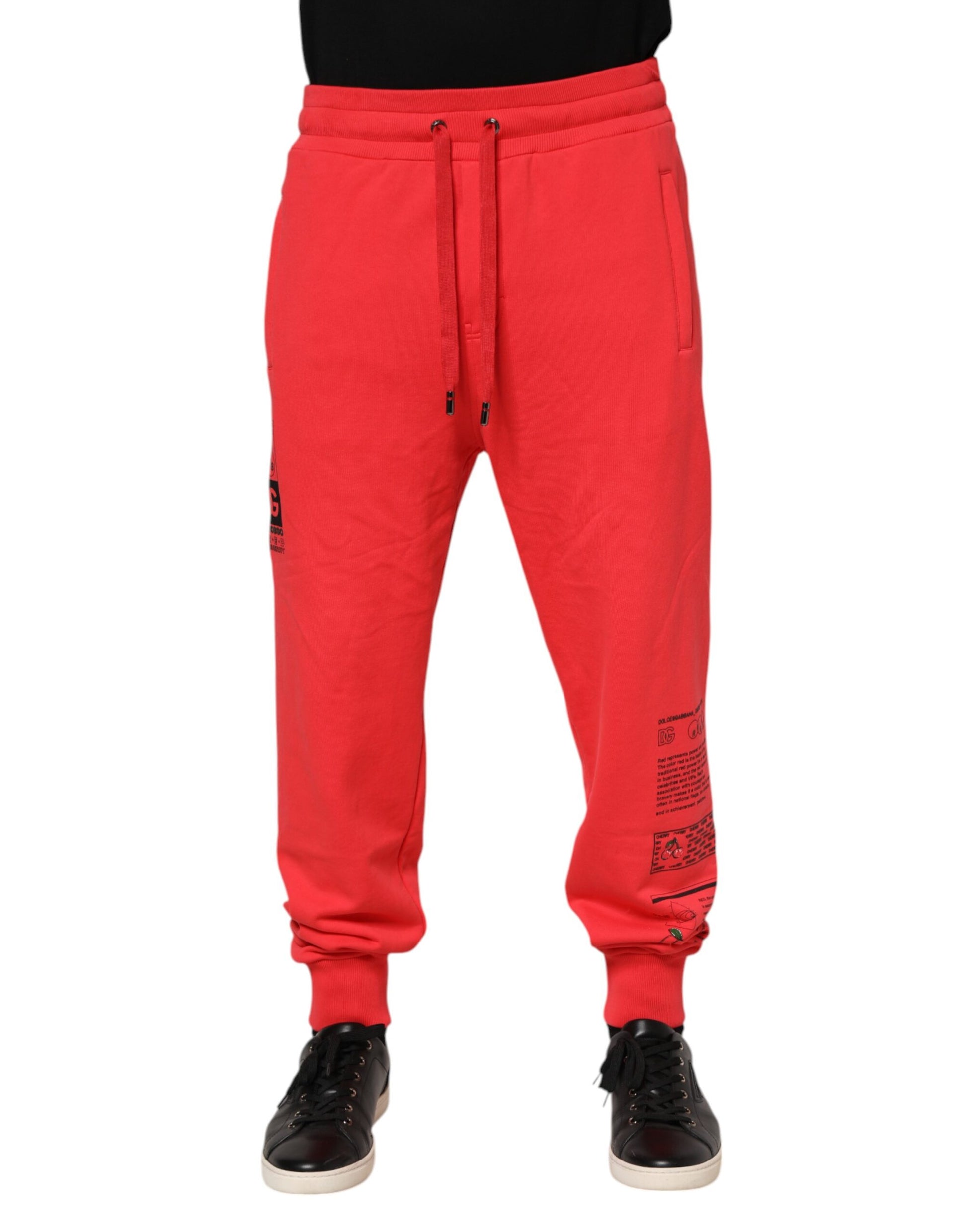 Dolce & Gabbana Red Cotton Men Jogger Sweatpants Pants
