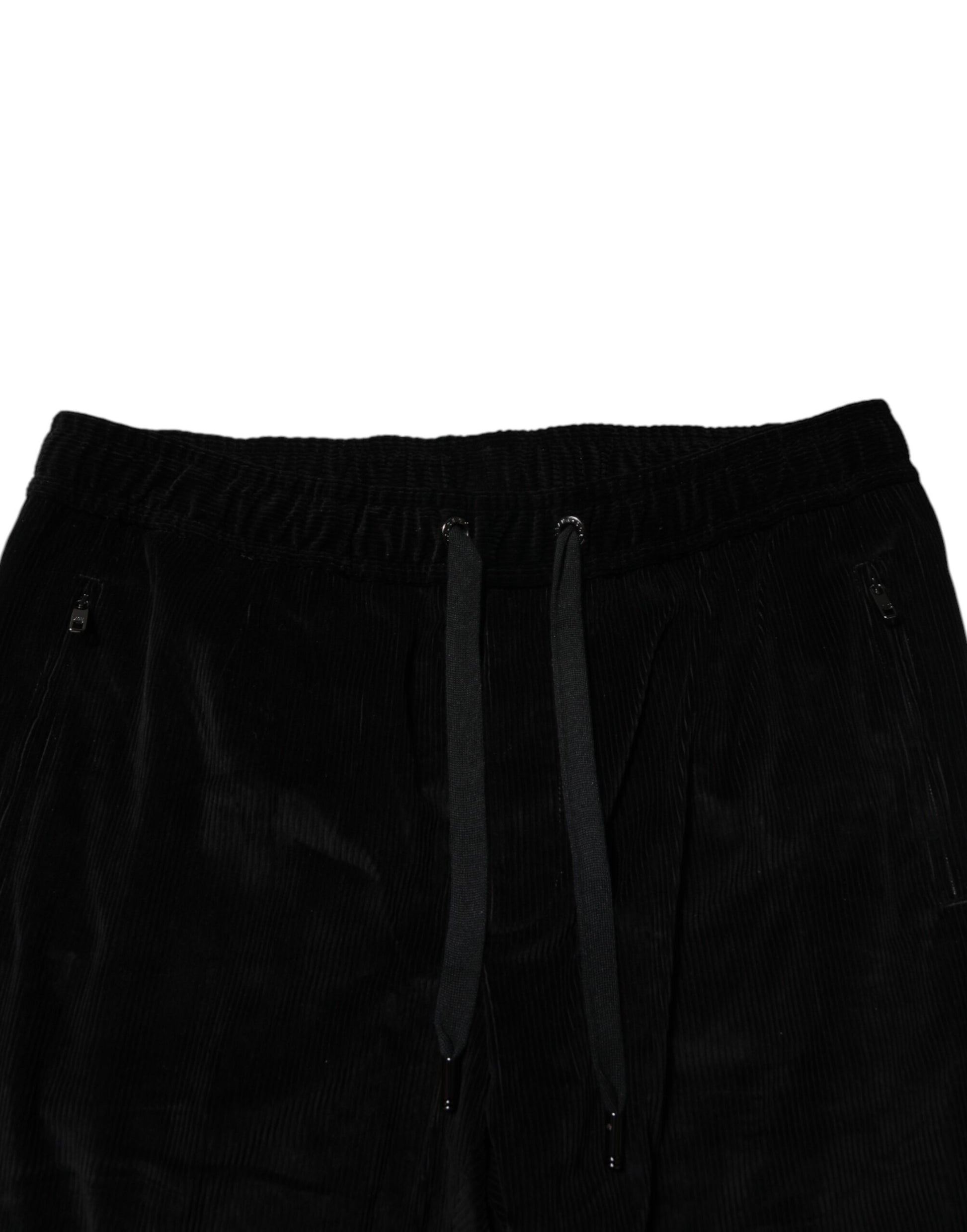 Dolce & Gabbana Black Cotton Men Jogger Sweatpants Pants