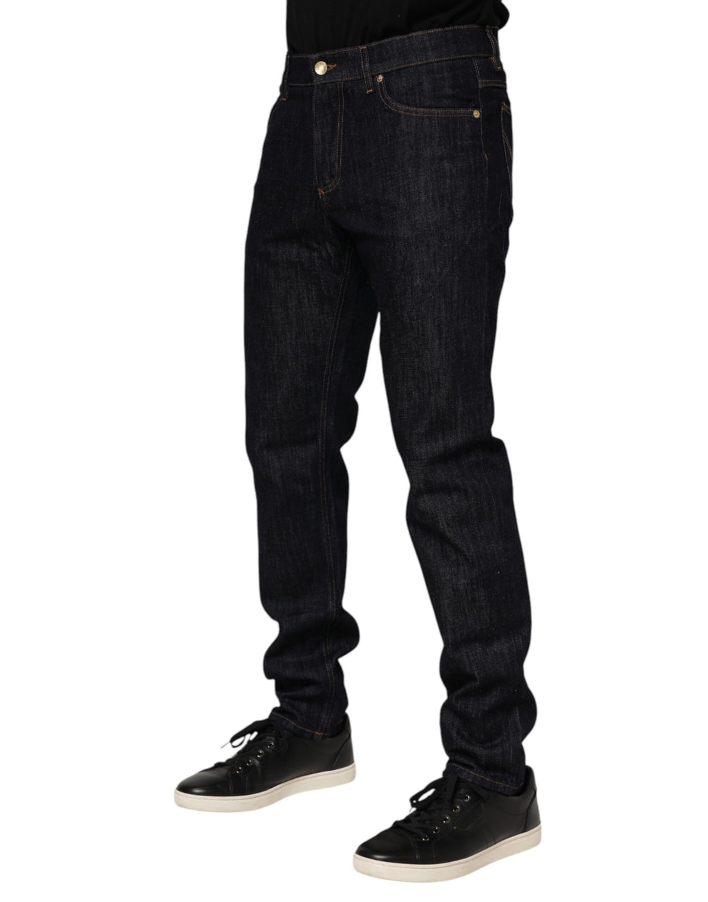 Dunkelblaue Herrenjeans aus Baumwolle mit Logo-Plakette