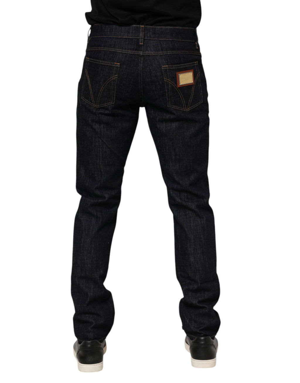 Dunkelblaue Herrenjeans aus Baumwolle mit Logo-Plakette