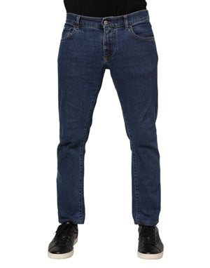 Blaue Skinny-Jeans aus Baumwoll-Logo