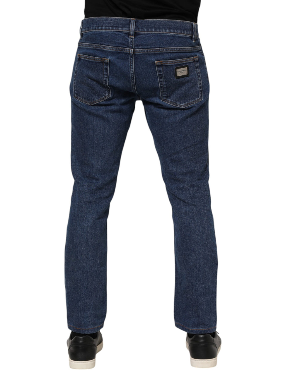 Blaue Skinny-Jeans aus Baumwoll-Logo