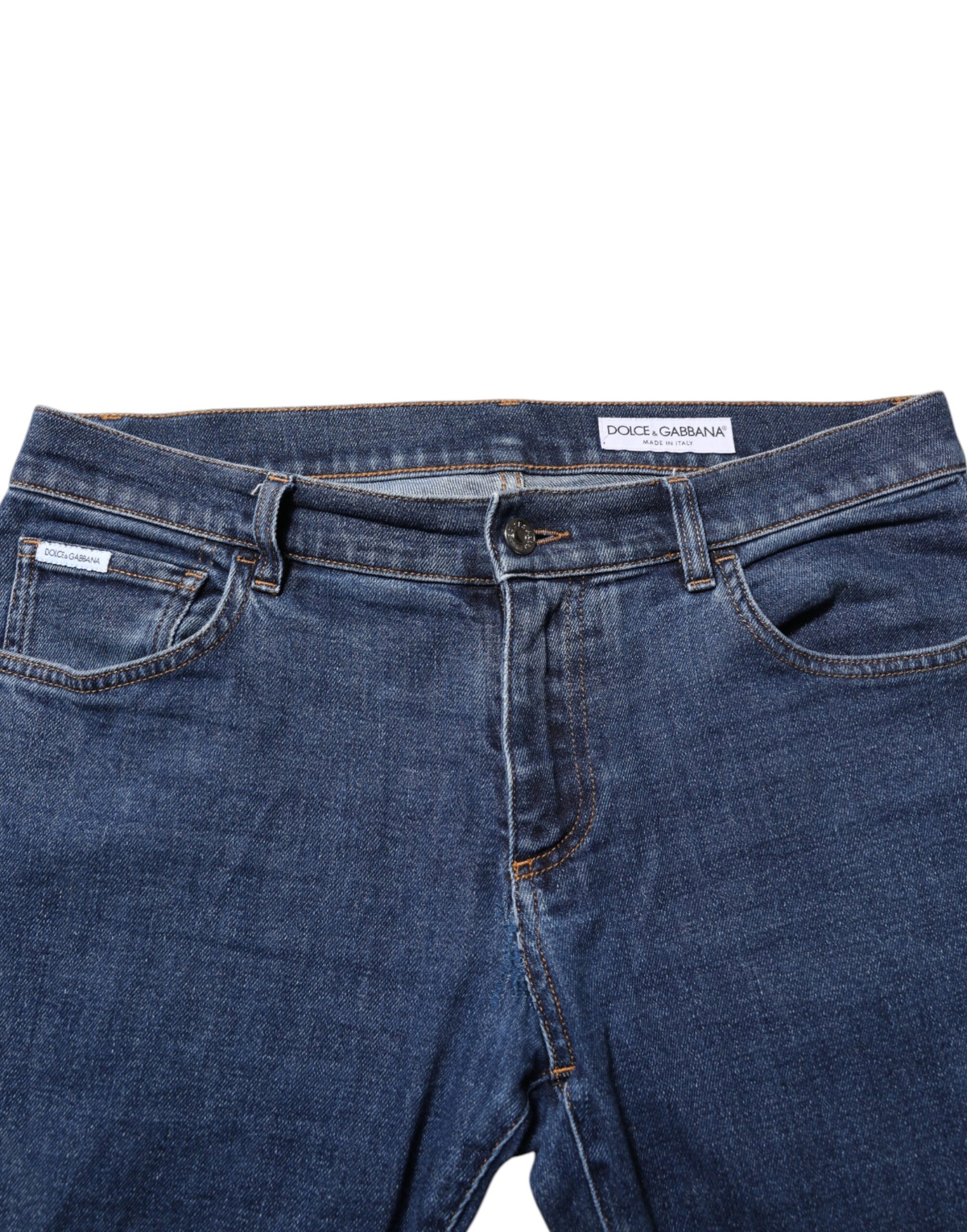 Blaue Skinny-Jeans aus Baumwoll-Logo