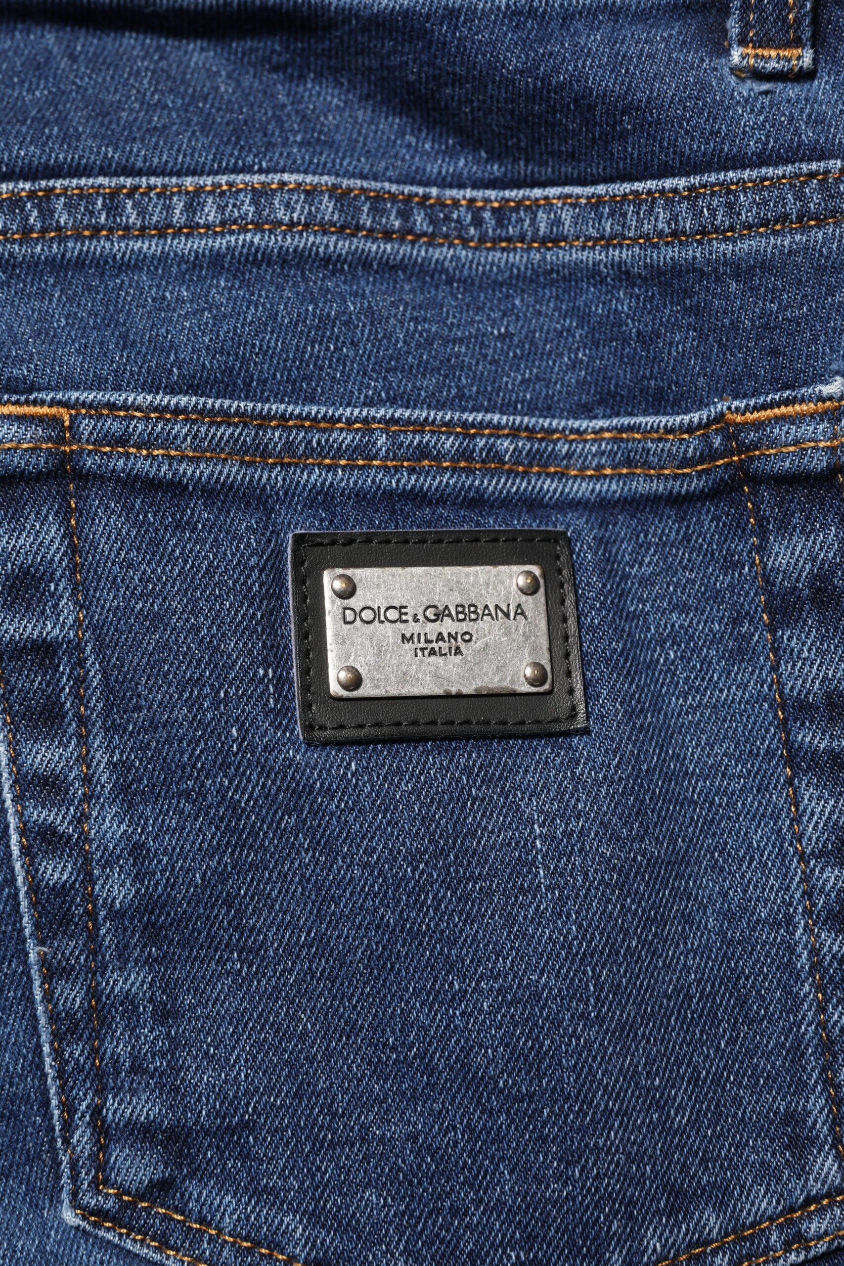 Blaue Skinny-Jeans aus Baumwoll-Logo