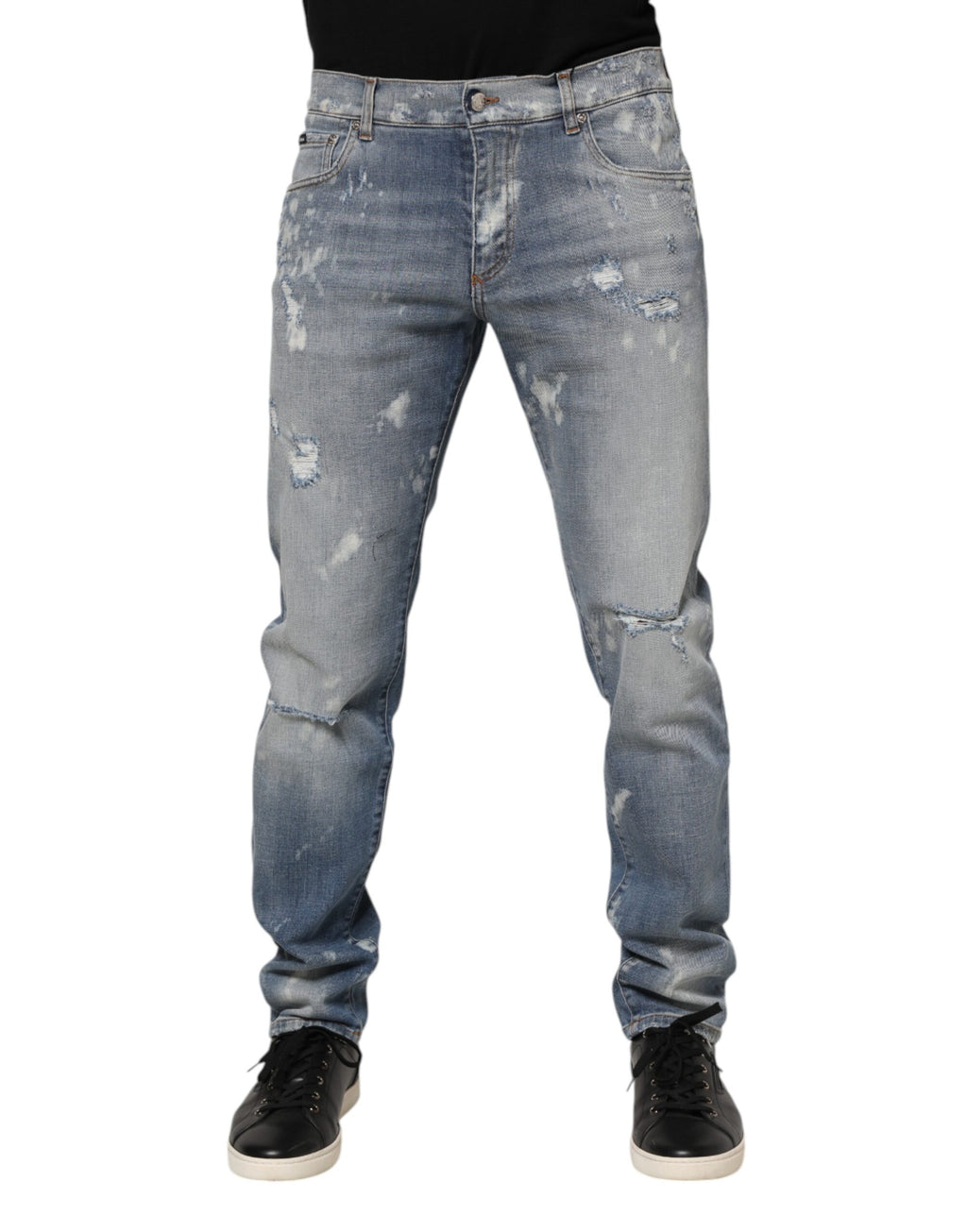 Blaue zerfetzte Slim Fit Herren Jeans aus Baumwolle