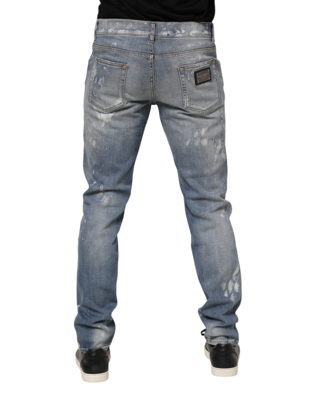 Blaue zerfetzte Slim Fit Herren Jeans aus Baumwolle