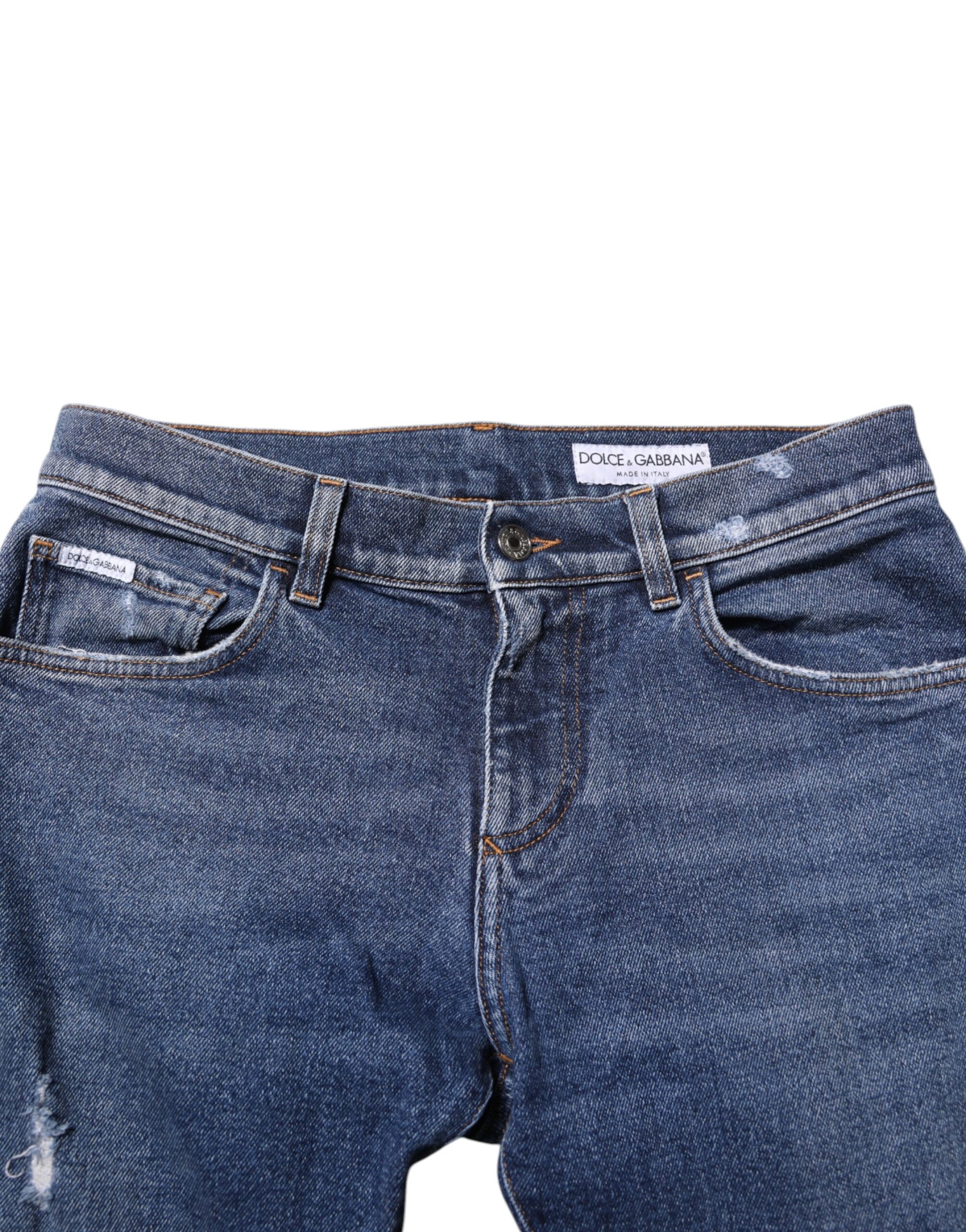Blaue Skinny Jeans aus Baumwolle mit Logo-Plakette für Herren