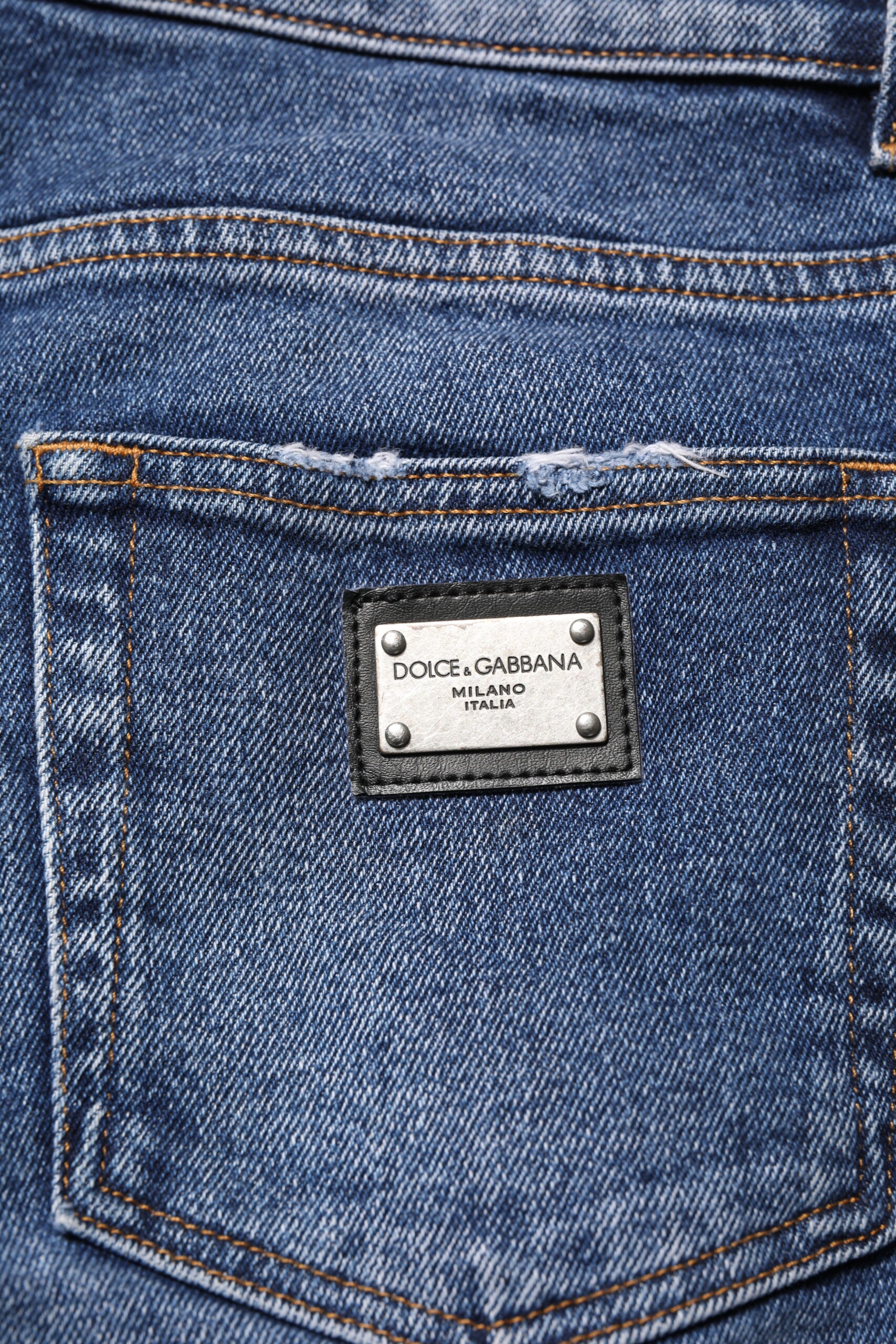 Blaue Skinny Jeans aus Baumwolle mit Logo-Plakette für Herren