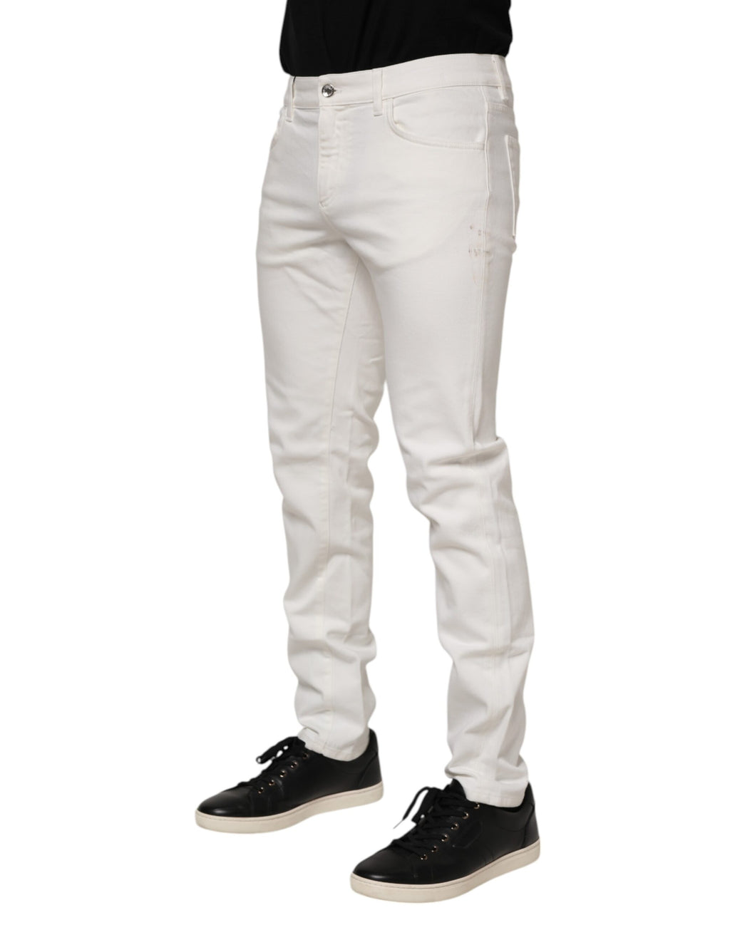 Weiße Slim Fit-Jeans aus Baumwolle mit Logo-Schild