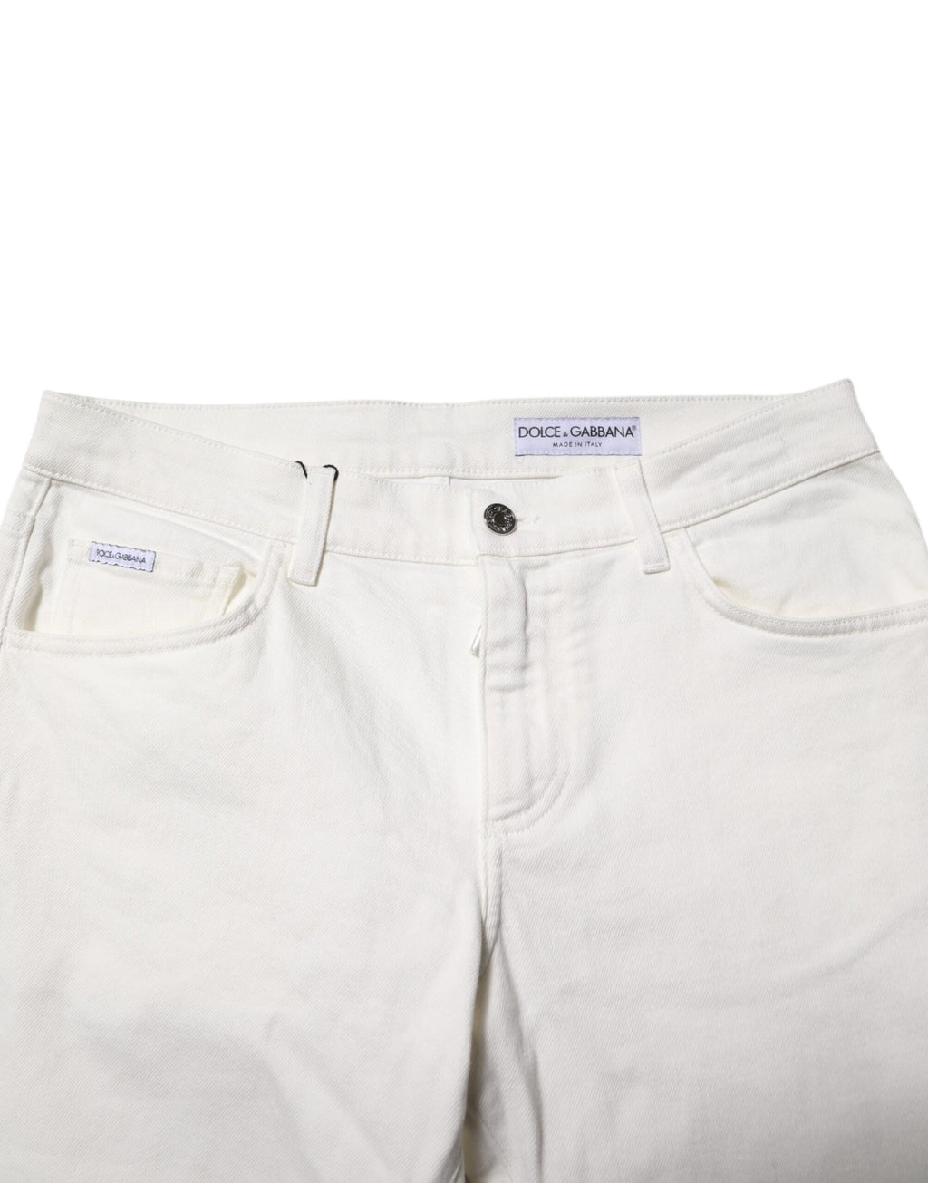Weiße Slim Fit-Jeans aus Baumwolle mit Logo-Schild