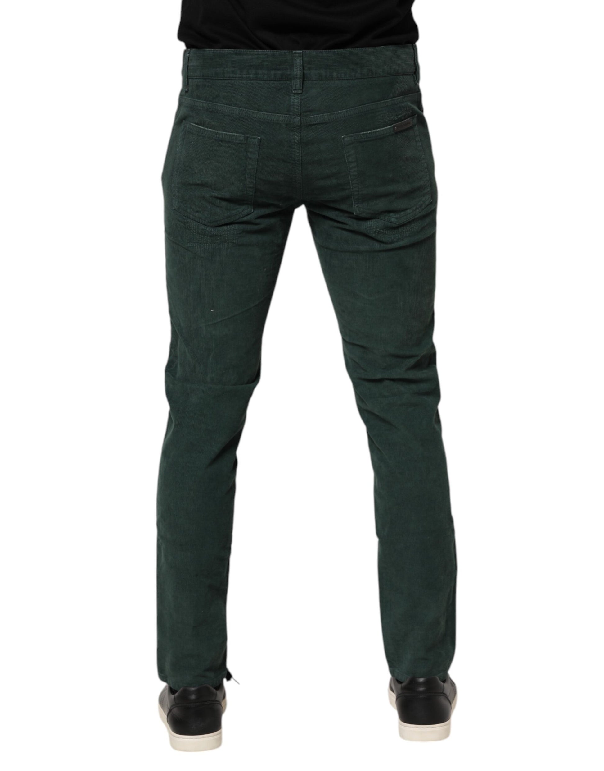 Dolce & Gabbana Green Cotton Corduroy Skinny Pants