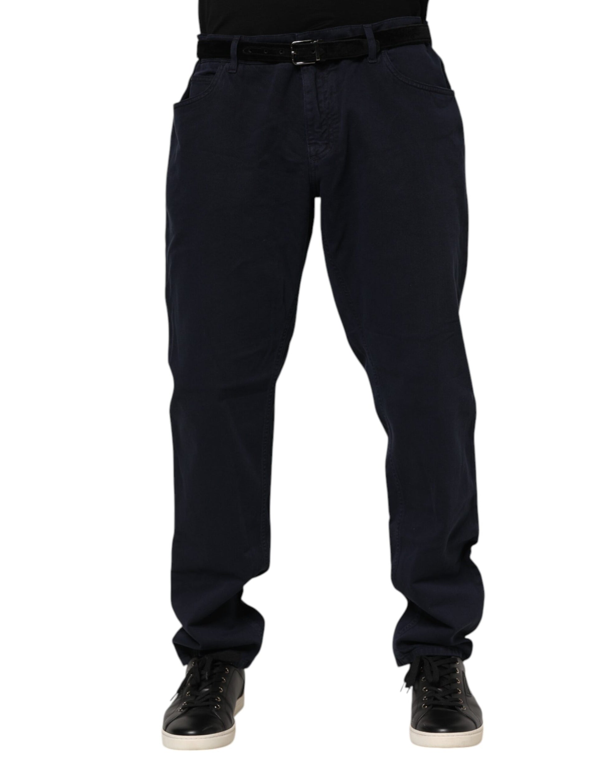 Schwarze, schmal zulaufende Jeans aus Baumwolle