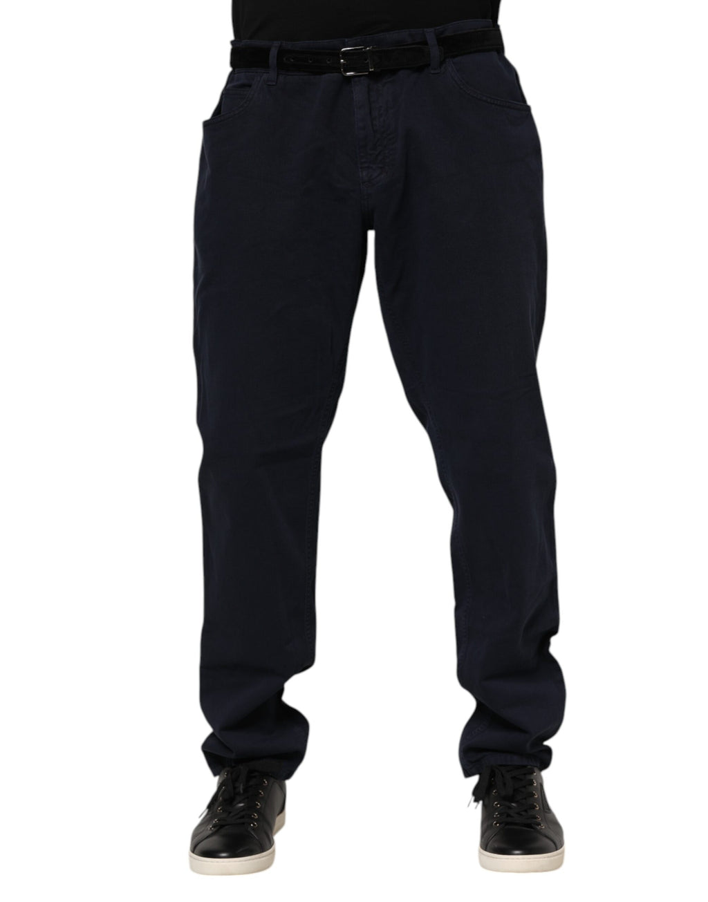 Schwarze, schmal zulaufende Jeans aus Baumwolle