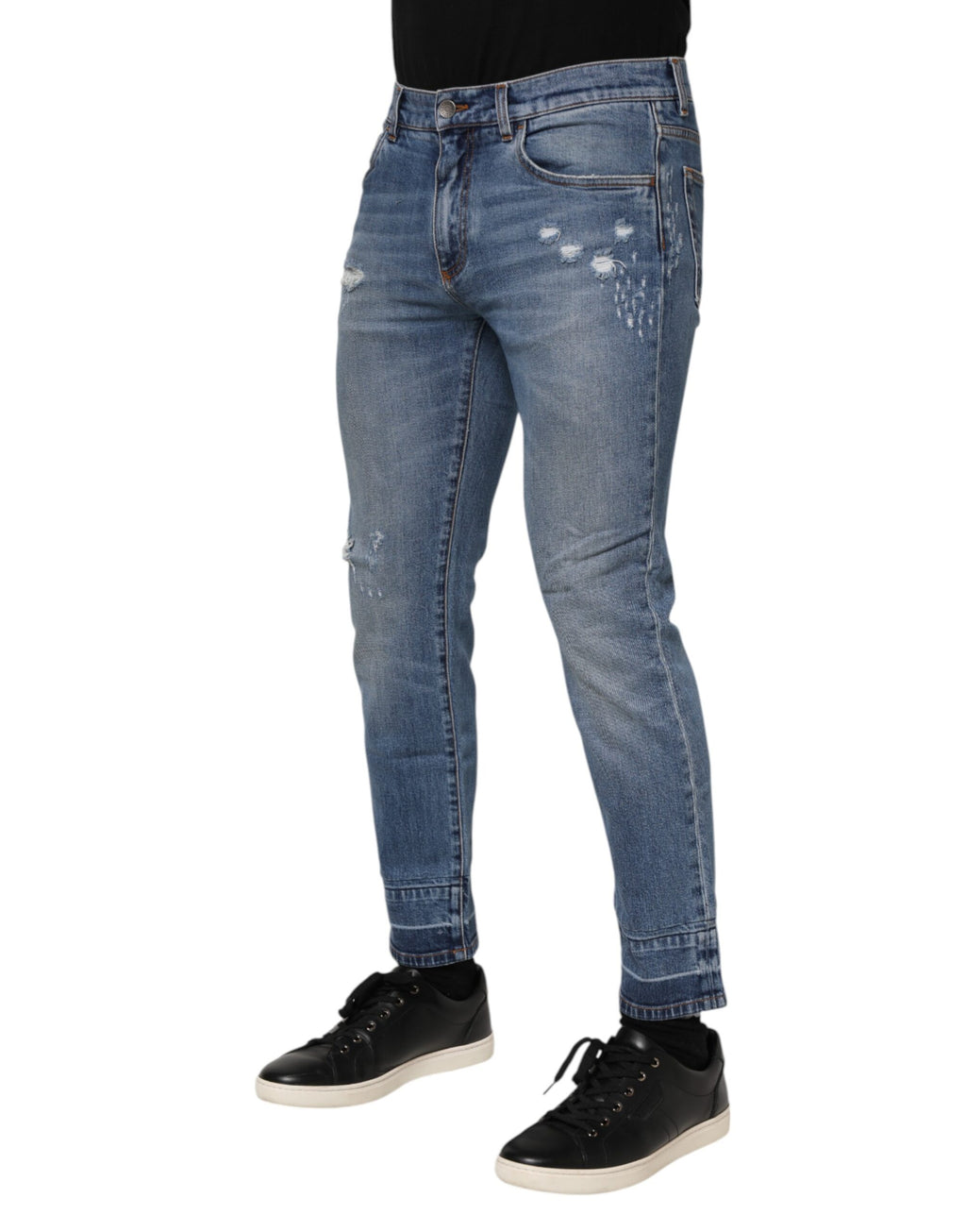 Blaue COMFORT-Jeans aus Baumwoll-Logo-Schild