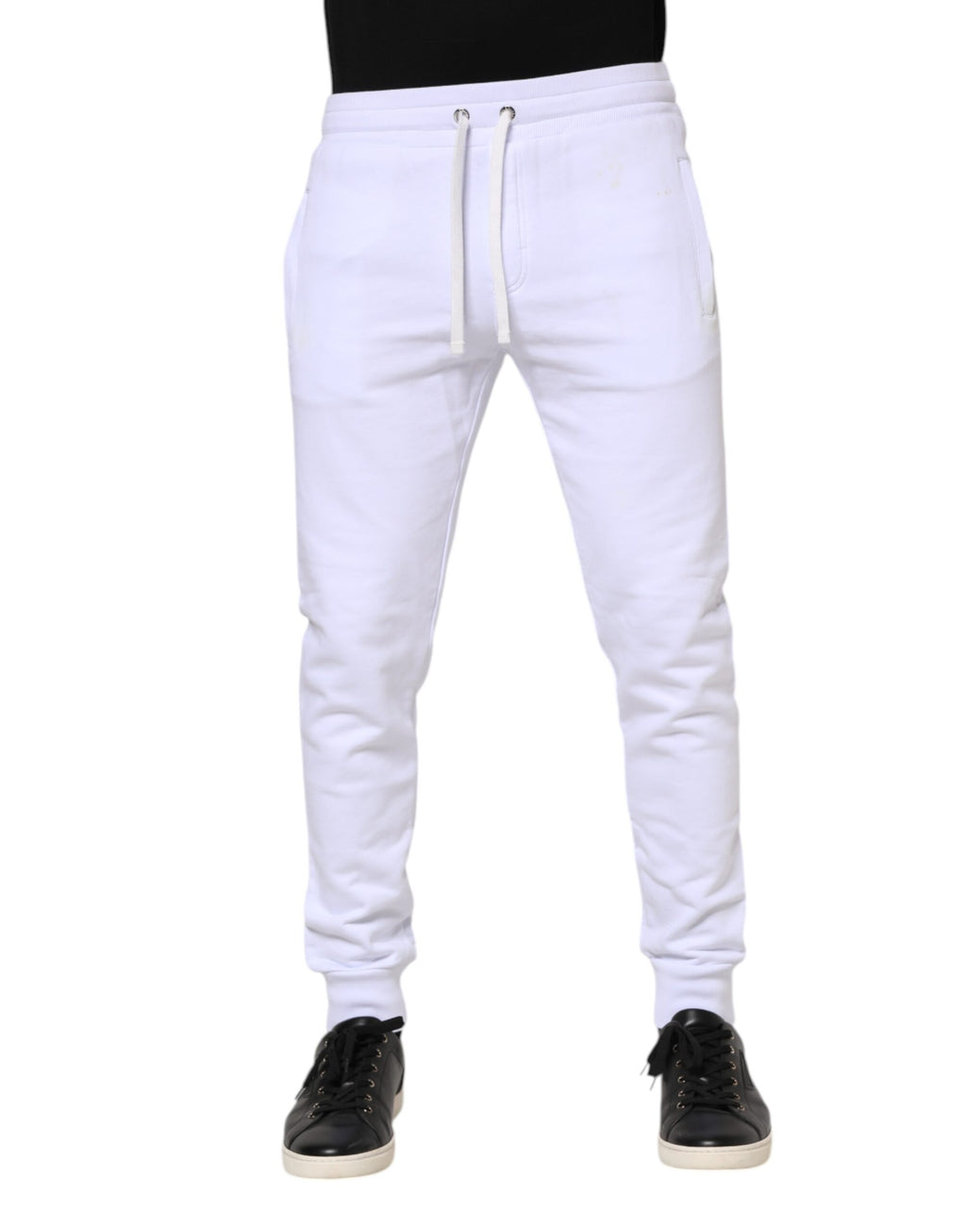 Dolce & Gabbana White Cotton Drawstring Jogger Pants