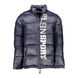 Blaue Polyesterjacke