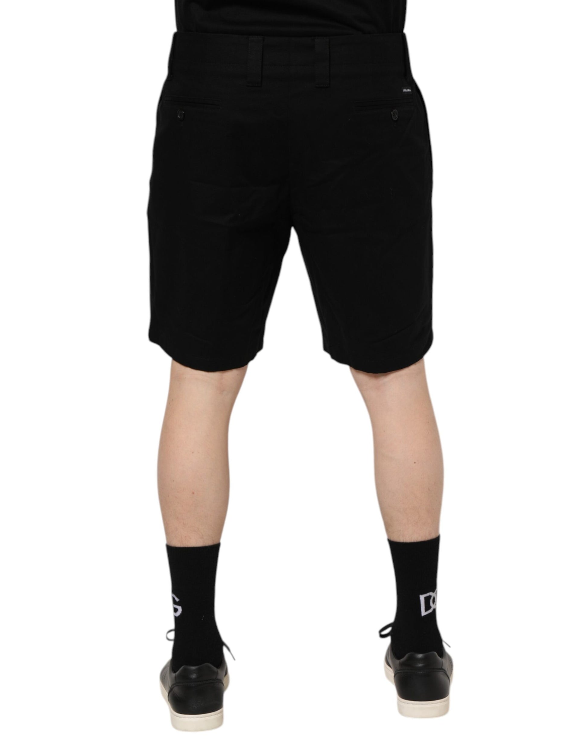 Dolce & Gabbana Black Cotton Knee Length Men Bermuda Shorts