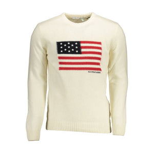 Weißer Wollpullover