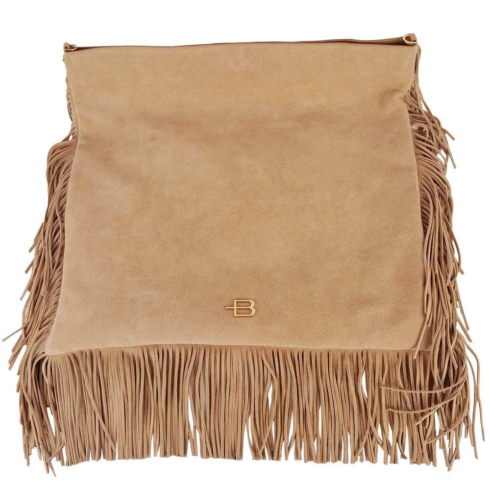Beige Umhängetasche aus Kalbsleder