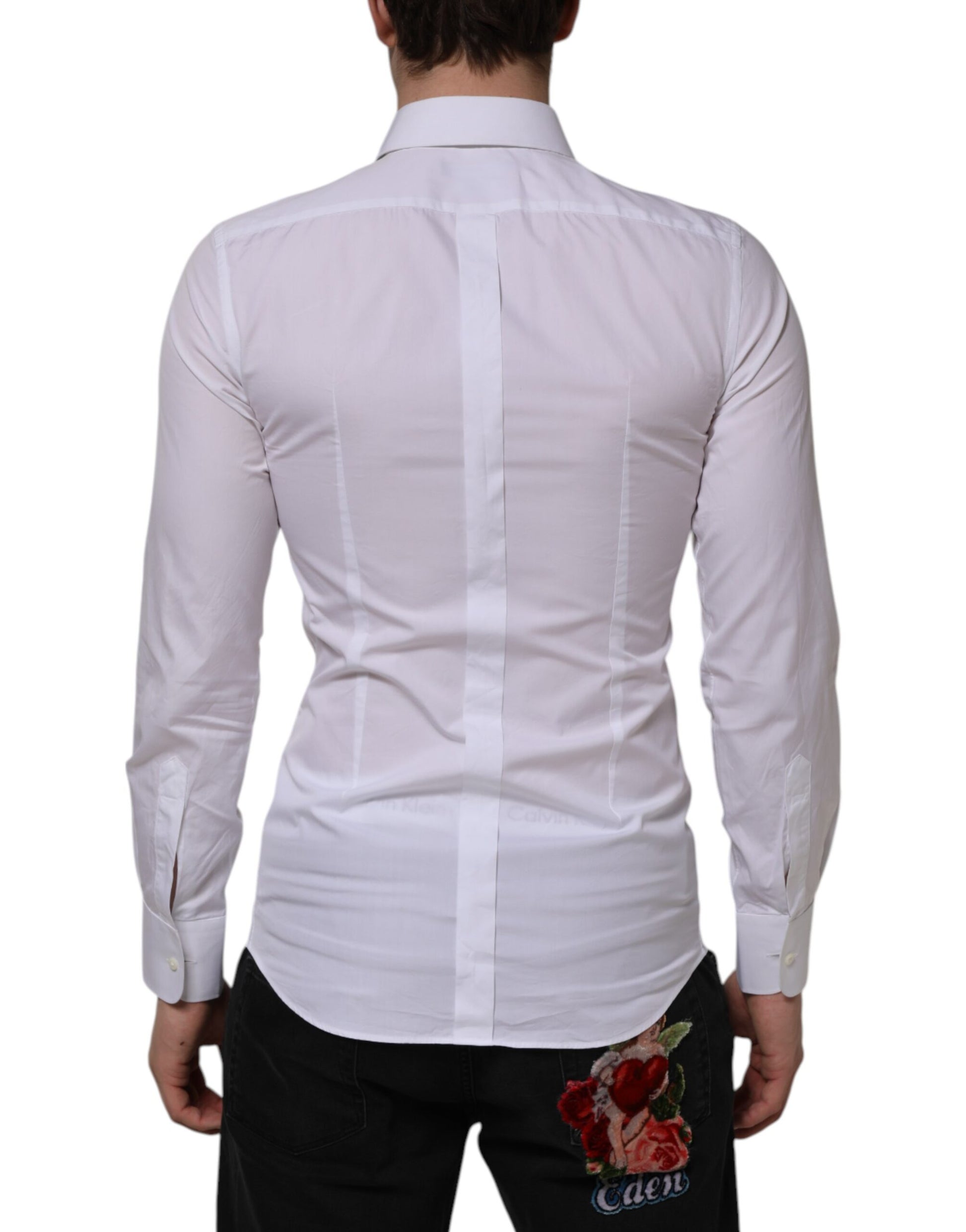 Dolce & Gabbana White Bib Cotton Poplin GOLD Formal Shirt